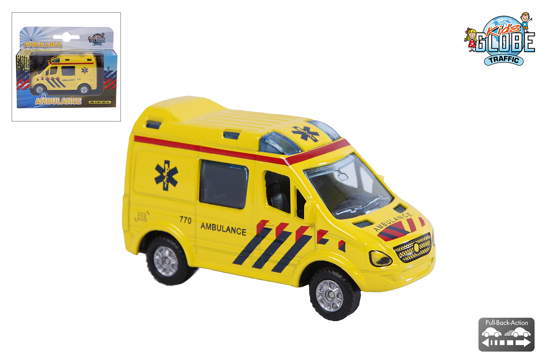 Ziekenwagen Pull Back Metaal 8 CM