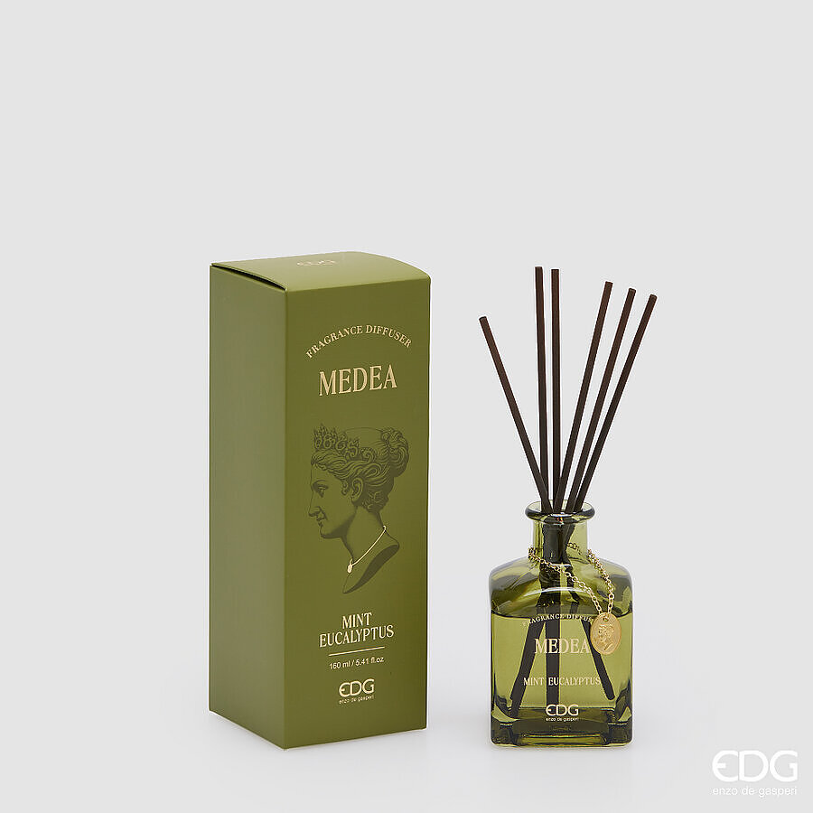 EDG Geurdiffuser Medea 160ml Mint Eucalyptus - Glas - 7x7x10 cm