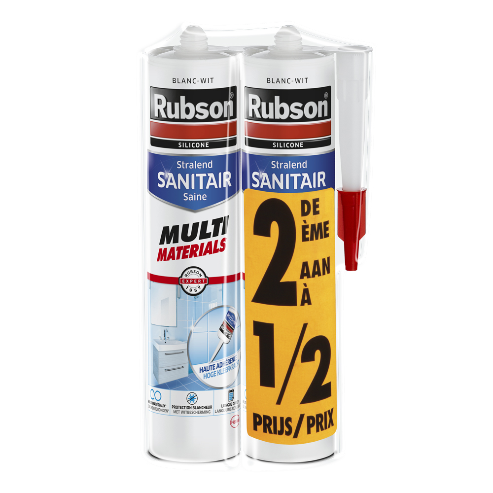 Rubson Sanitair Multi Materials wit 2x 280 ml - 2de aan 1/2 Prijs