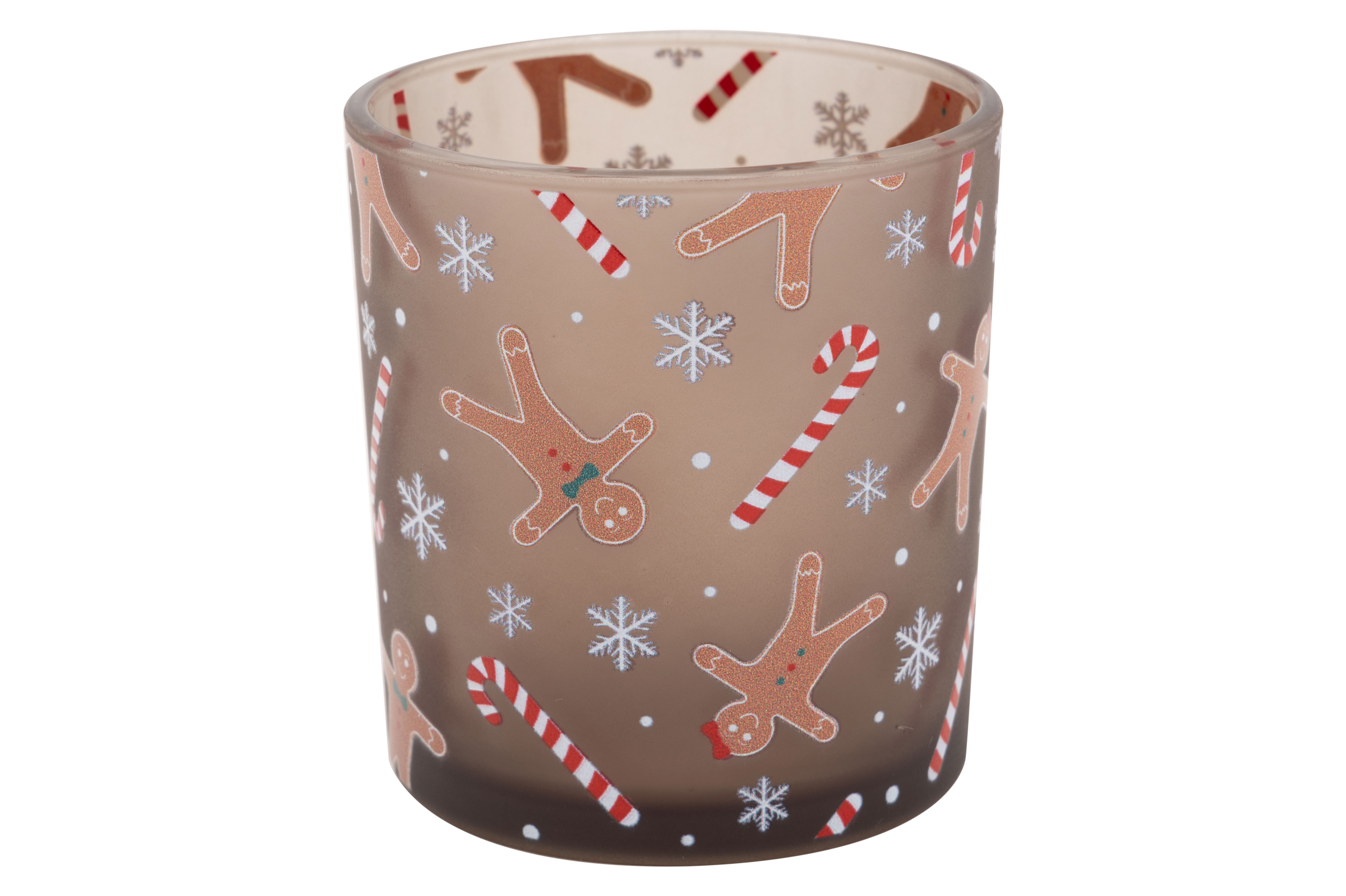 Cosy@Home Theelichthouder Cookie 7x8 cm - Glas - Bruin