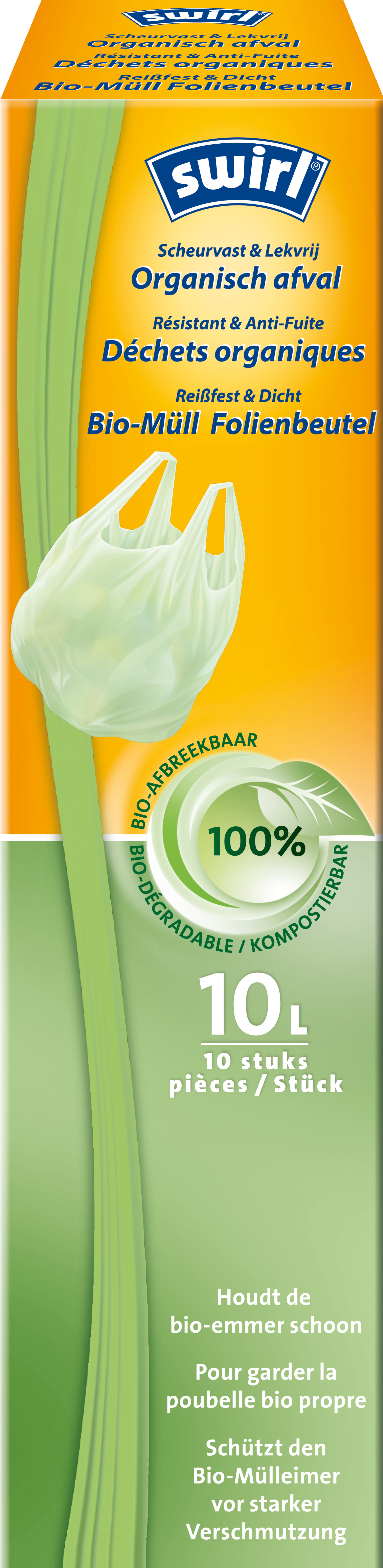 Swirl Pedaalemmerzakken met Handvat 10 l - 10 stuks - Bio