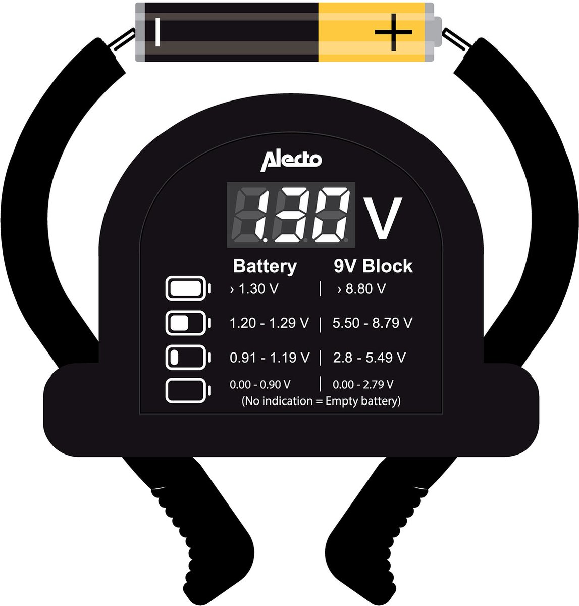Alecto Batterijtester Zwart