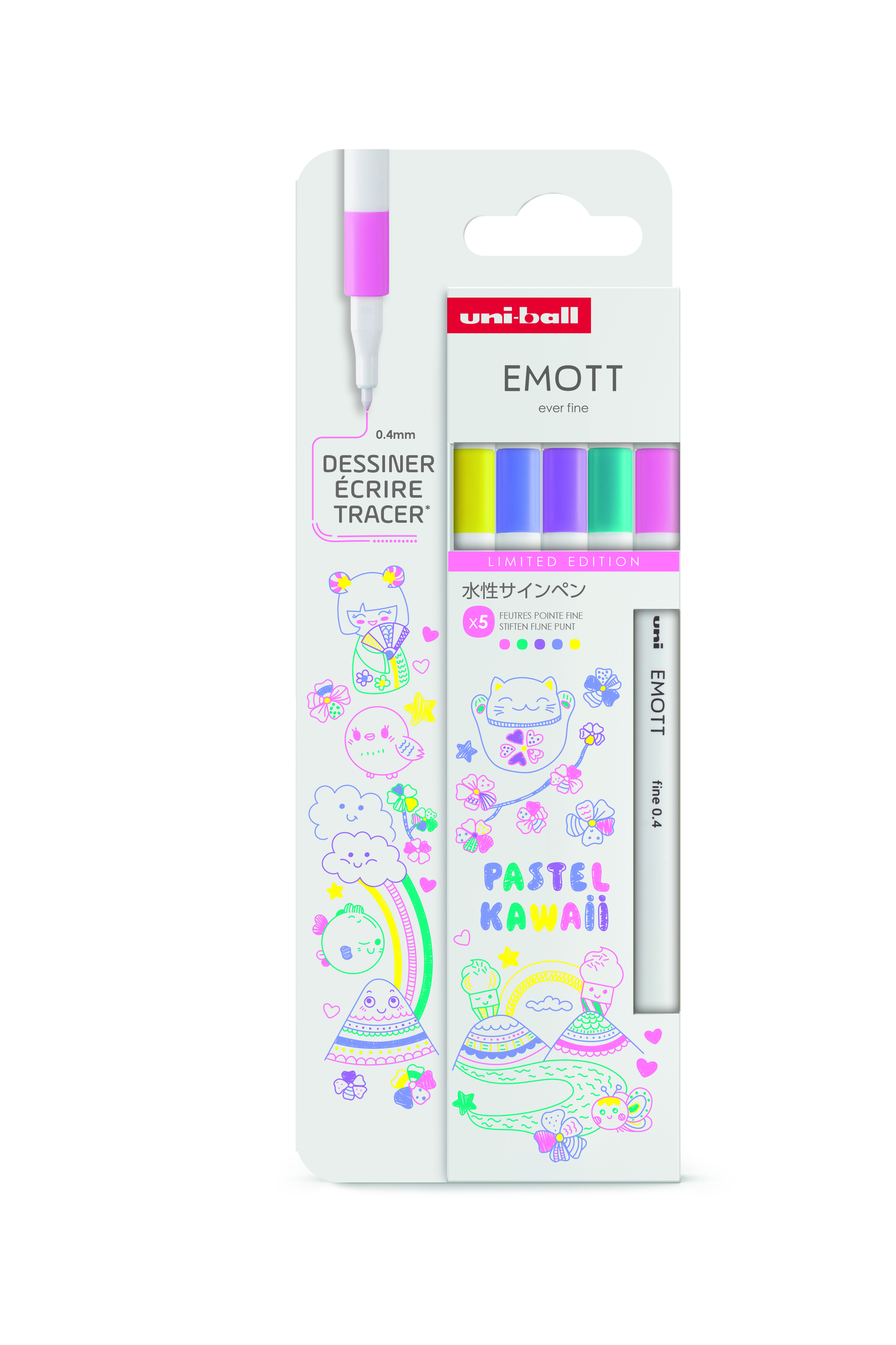Emott Schrijfstift set Pastel Kawaii 5 stuks - Limited Edition