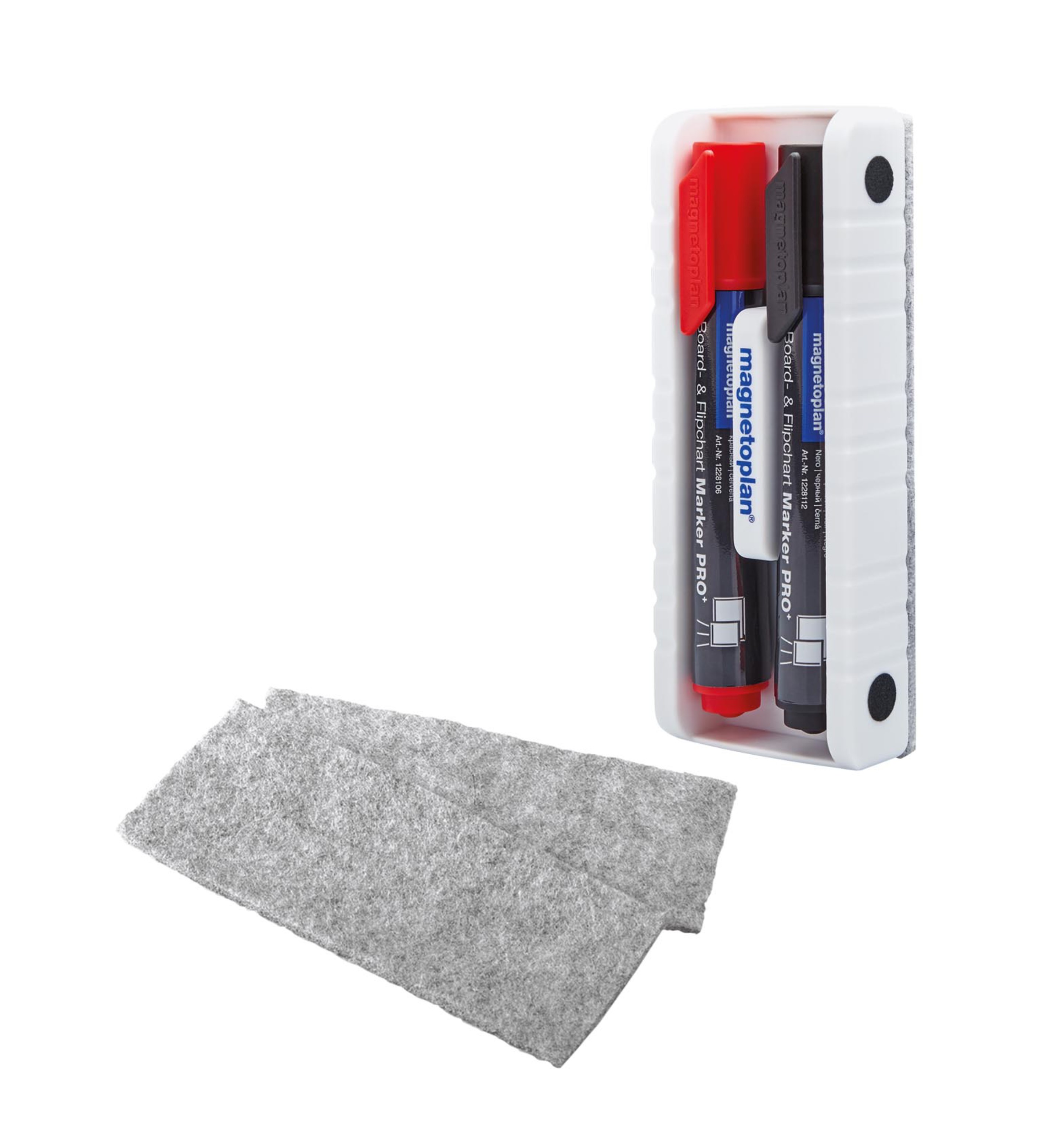 Magnetoplan Whiteboard Wisser Magnetisch Set met 2 Markers