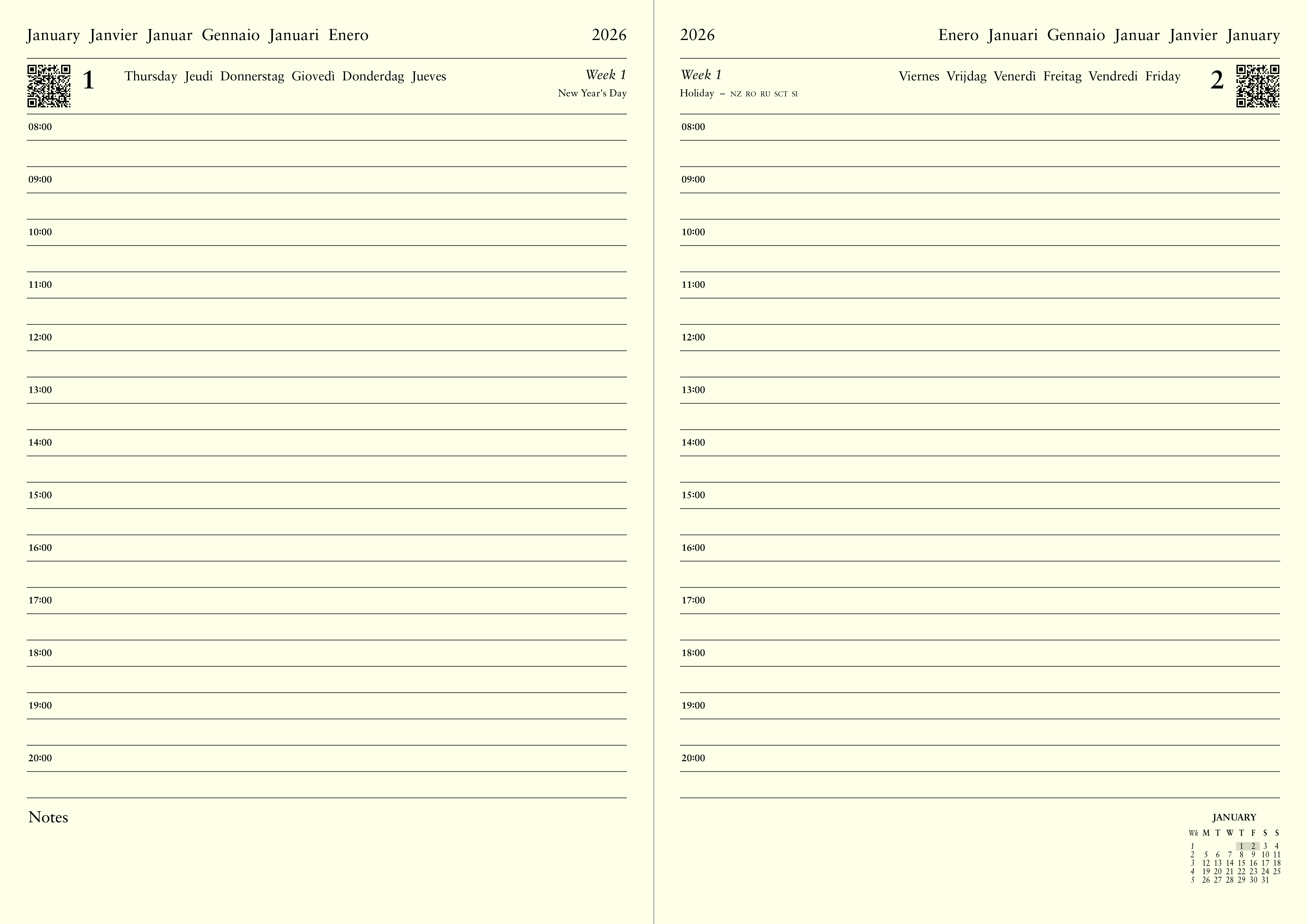 Letts Agenda 2026 Lecassa A4 - 1dag/pag+Notes Internationaal Bruin