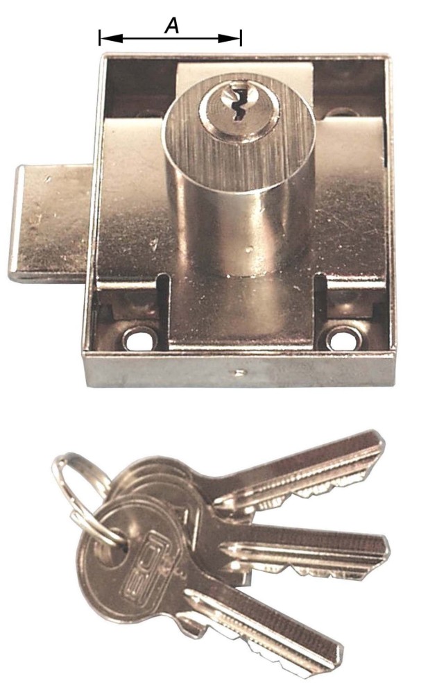 Pacostar Opleg Meubelslot Opliggende Cilinder Geel Verzinkt 25 mm