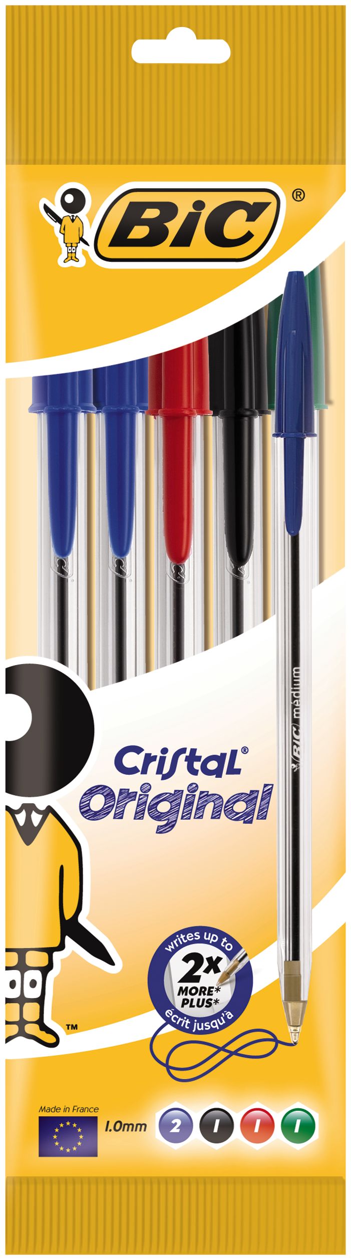 Bic Balpen Cristal Original 5 - assorti Pochette - Prijs per Stuk