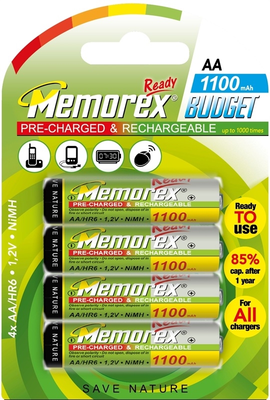 Memorex Herlaadbare Batterij HR06 AA 1100mAh 1.2V NiMH - 4 stuks