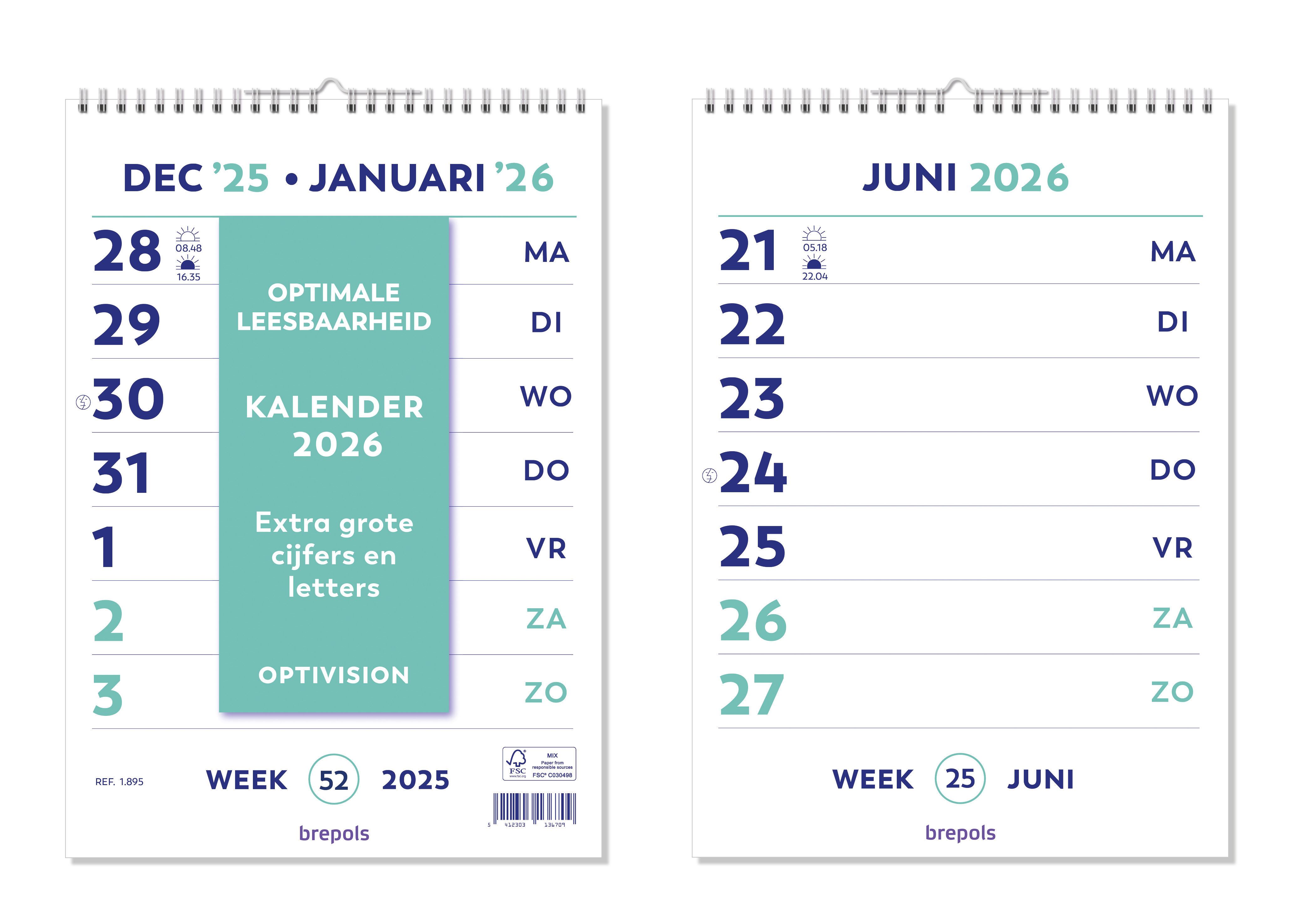 Brepols Kalender 2026 Optivision Wire-O 21x29.7 cm