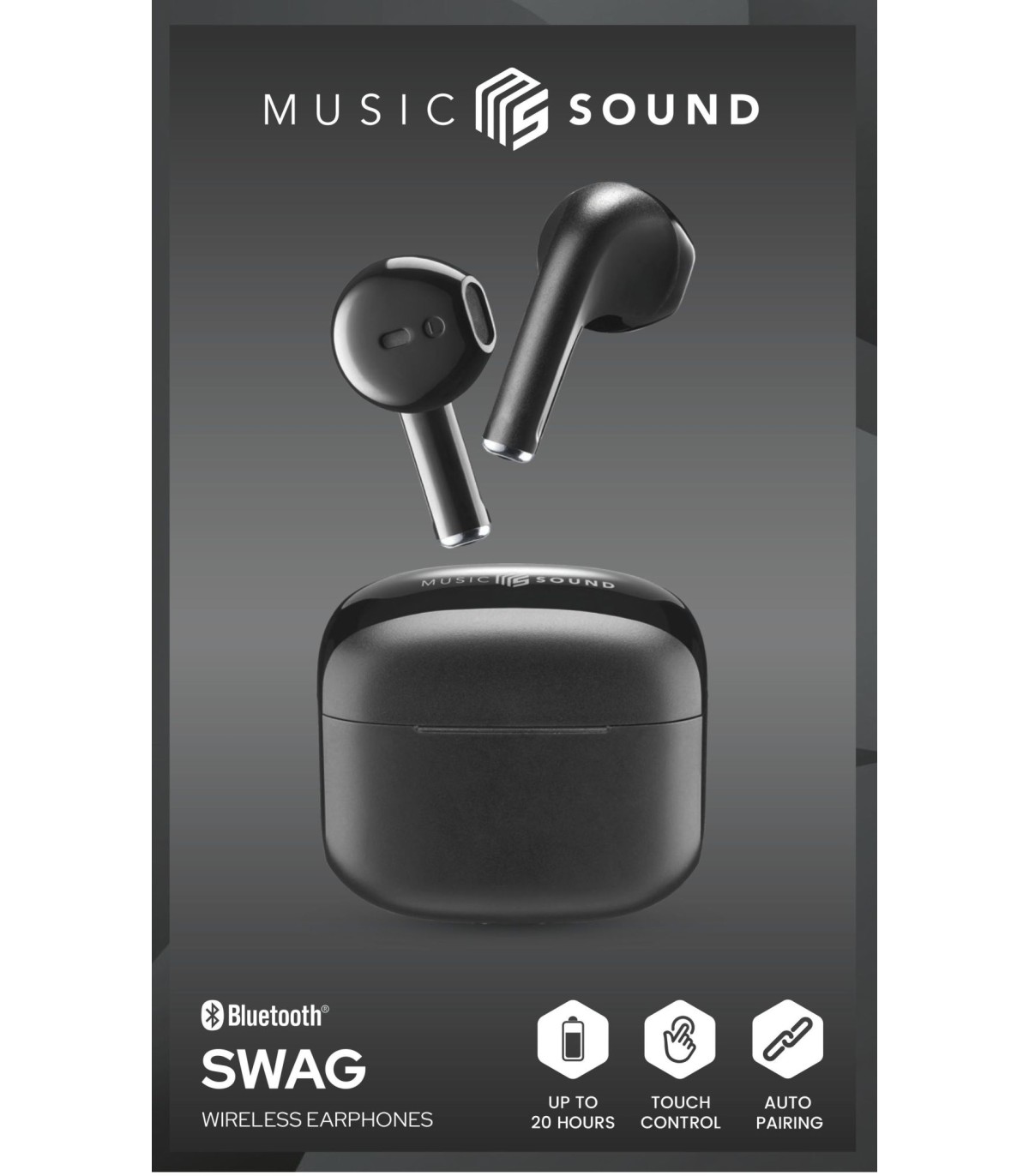 Music Sound In-ear TWS Swag, BT, zwart