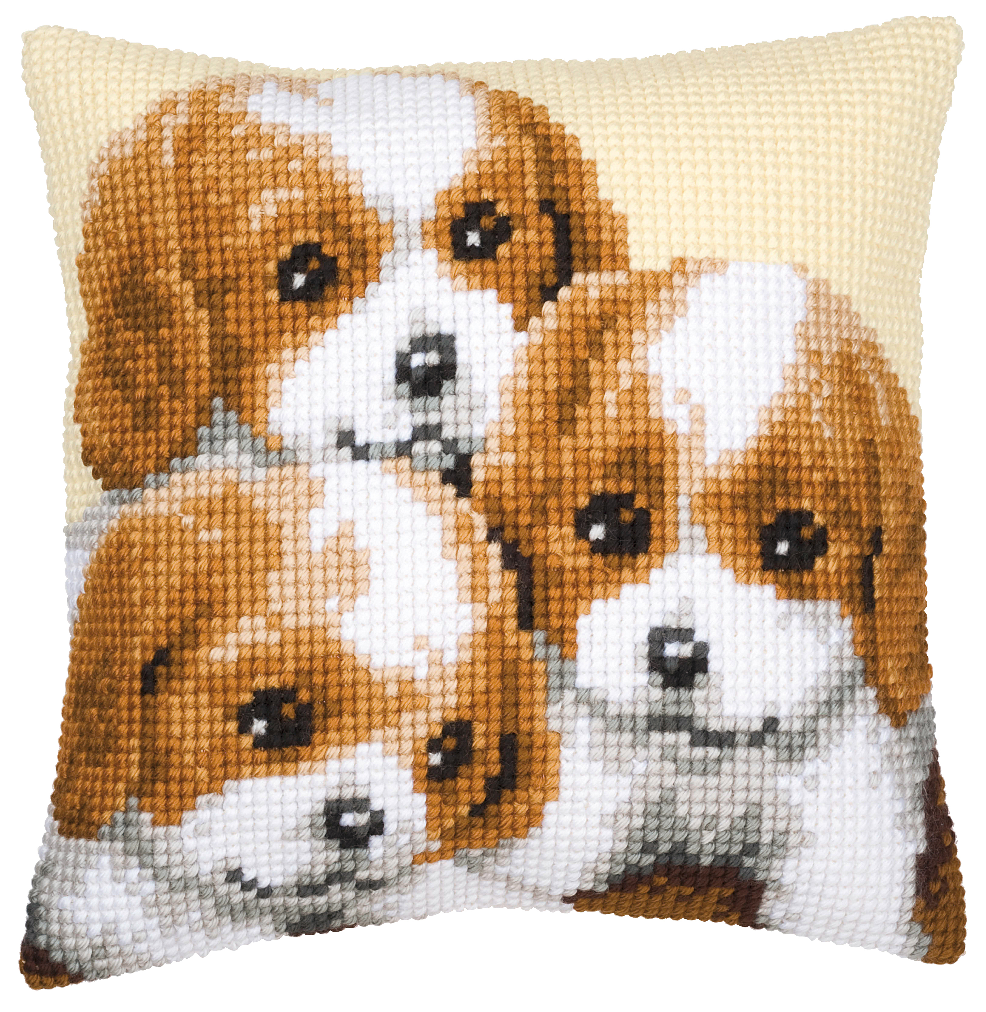 Vervaco Handwerkpakket Kruissteekkussen Kit 3 Pups