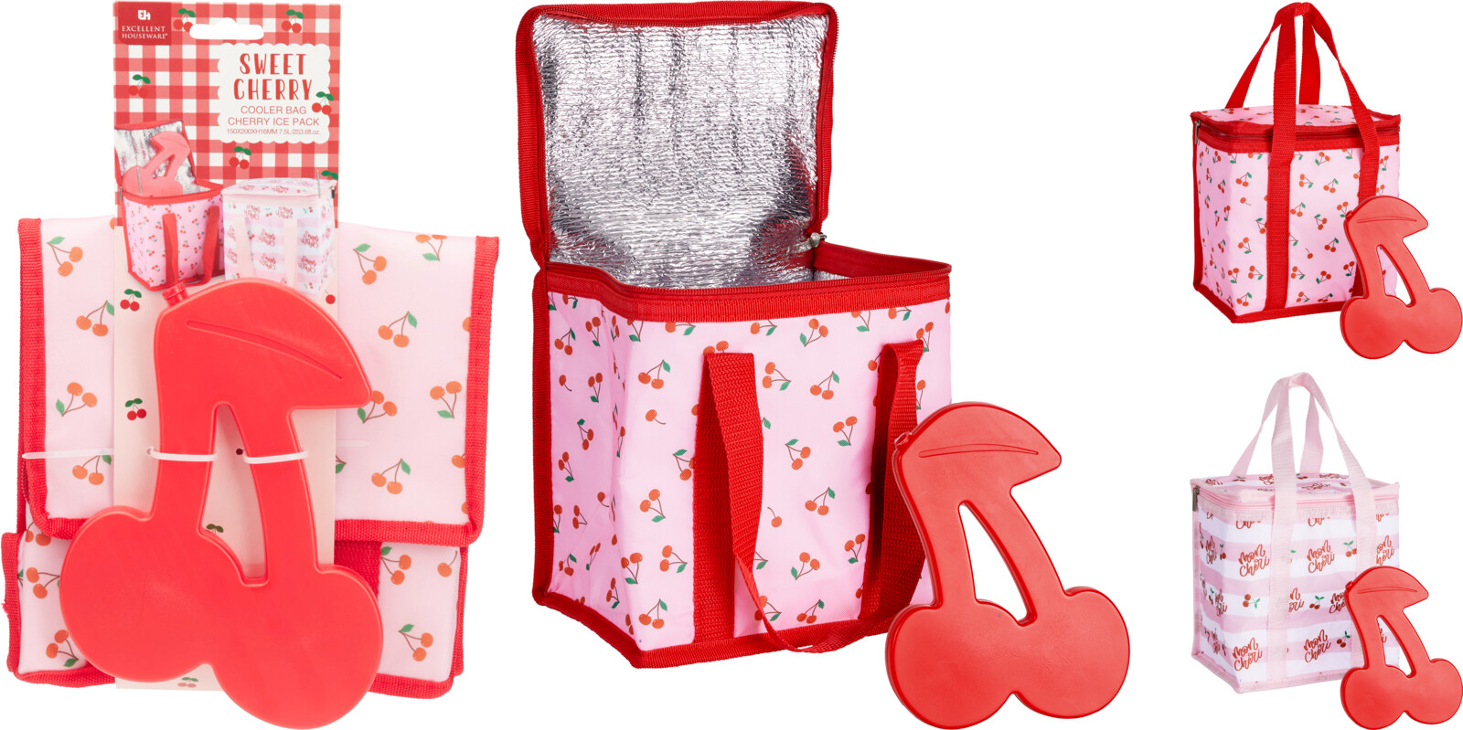 Koeltas met Koelelement Cherry 15x20x21 cm - assorti - prijs per stuk