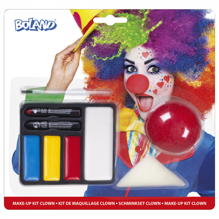 Schminkset Clown Clownsneus,Make-up,Spons & Penseel
