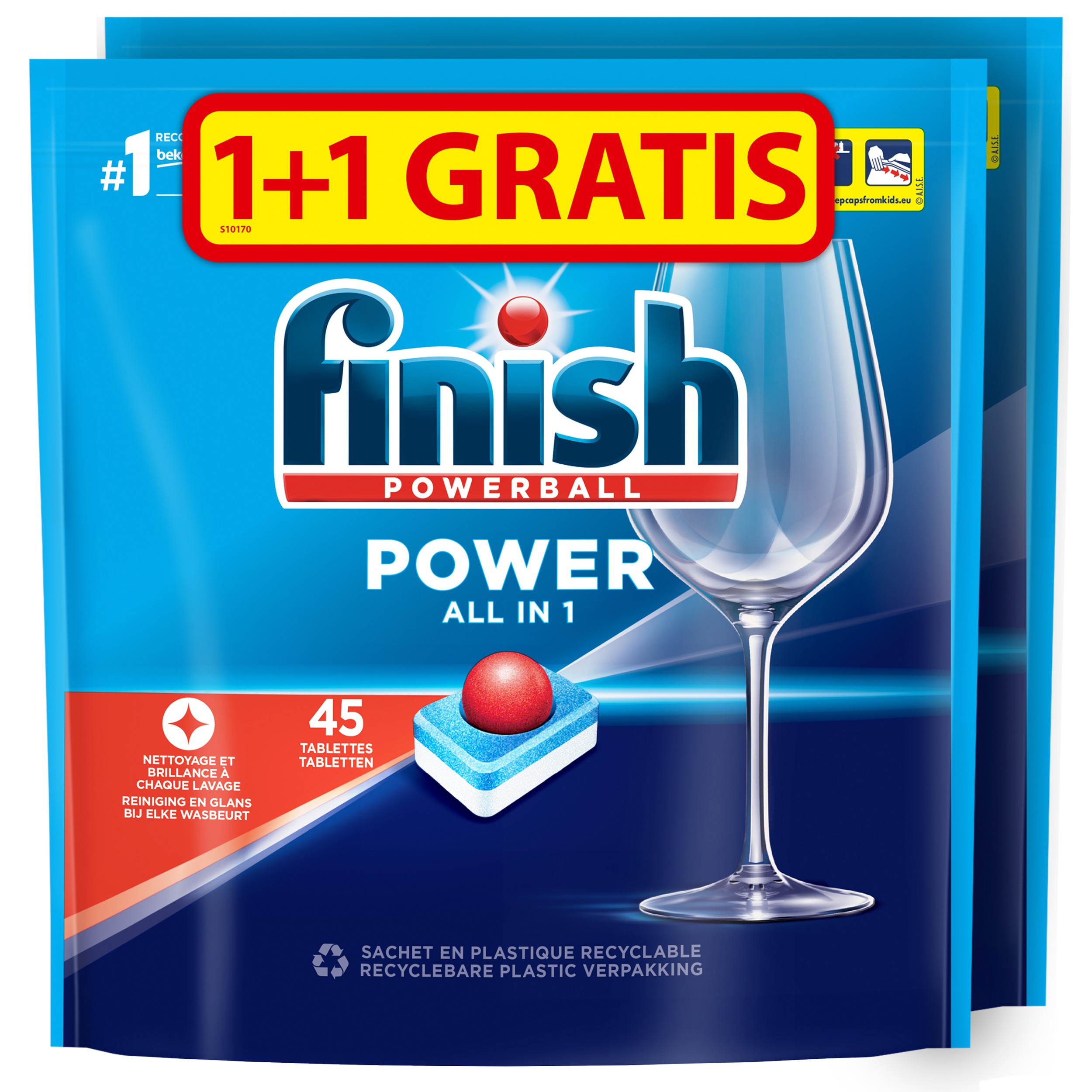 Finish Vaatwastabletten Powerball All in 1 Max Regular - 2x45 Tabs