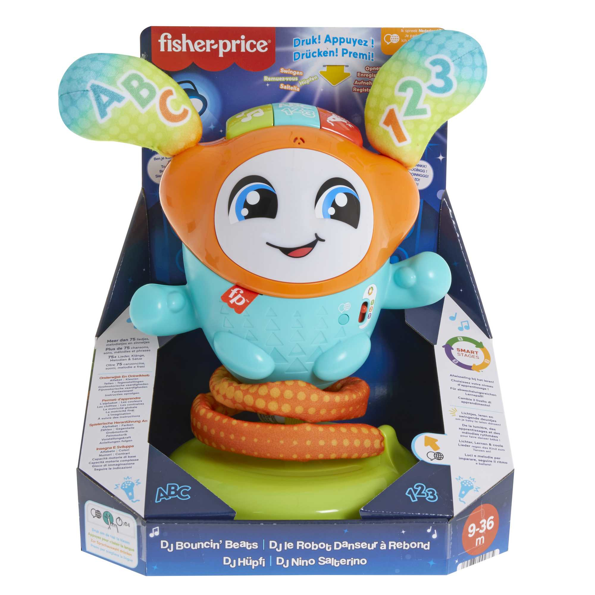 Fisher Price DJ Bouncin Beats, Muzikale Dansende Robot met meer dan 75 liedjes