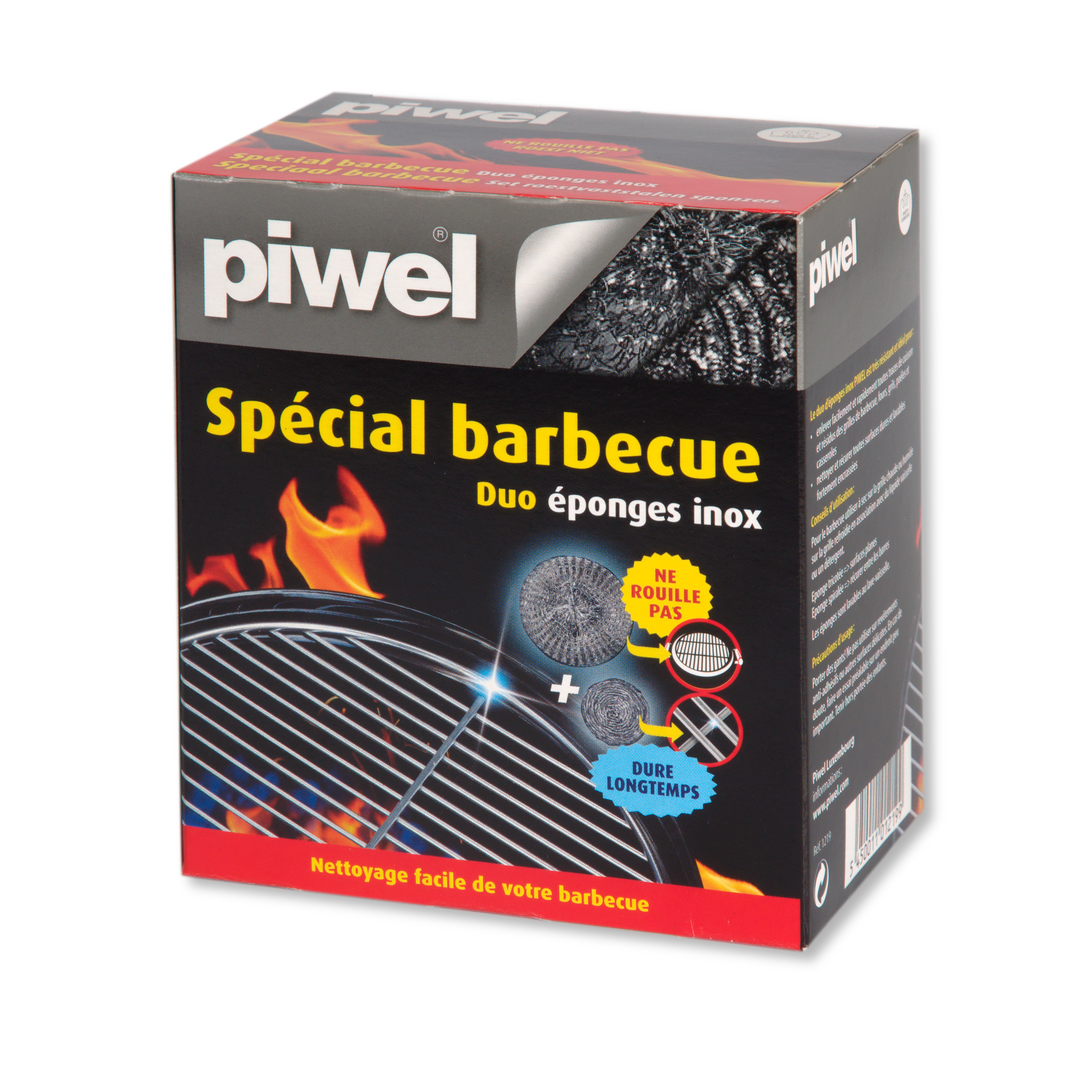 Piwel Spons Roestvaststaal BBQ 2 stuks