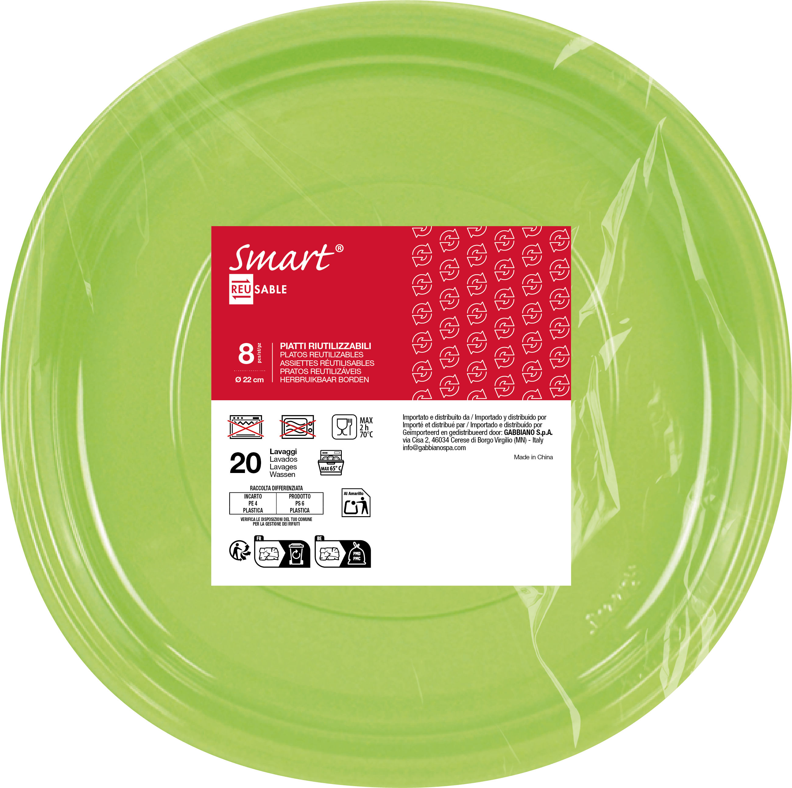 Smart Bord Rond Groen Herbruikbaar 22cm - 8 stuks