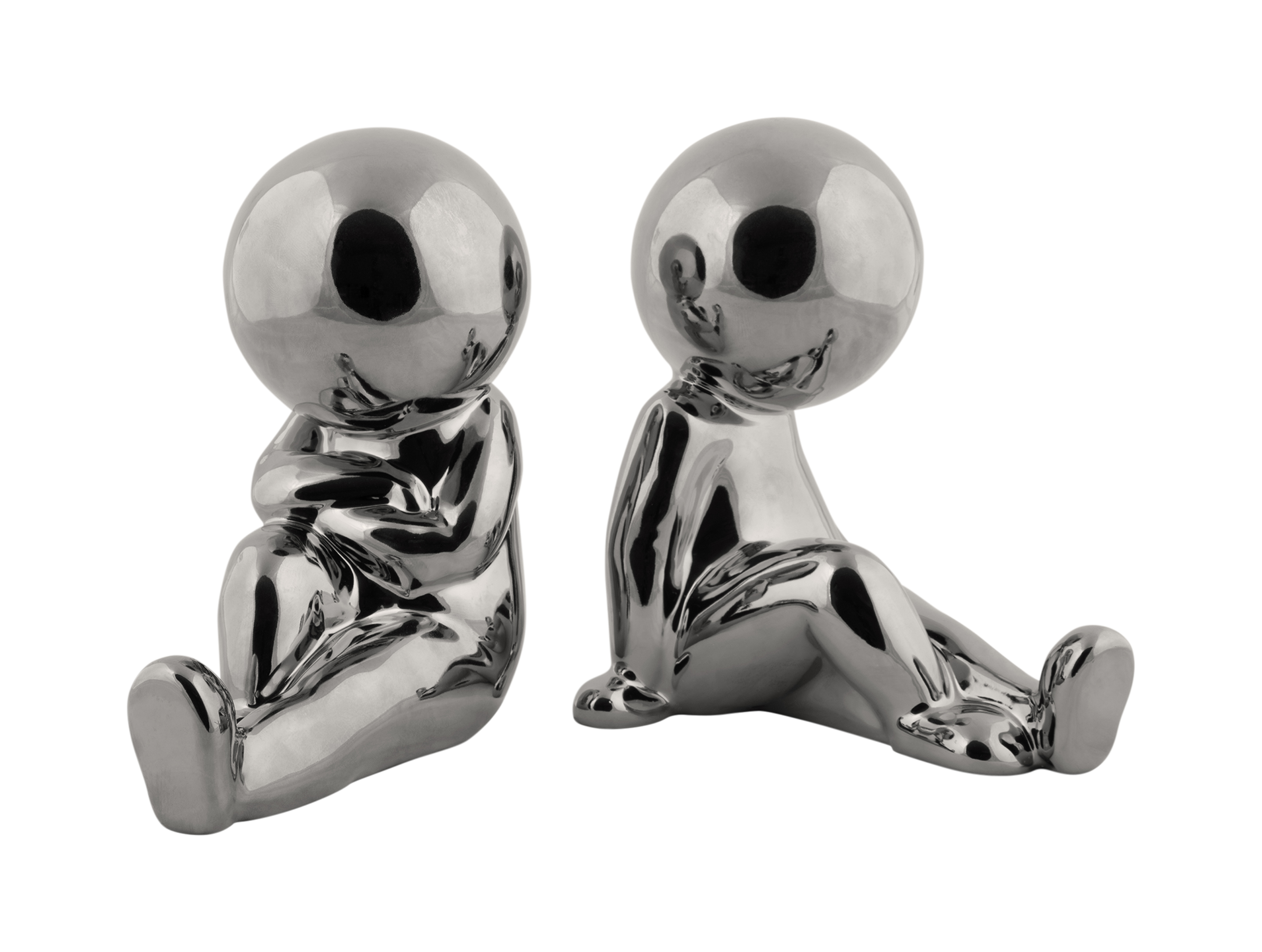 Present Time Boekensteun Joey Ceramic Chrome Plated set 2 stuks - 17.2x10.9x17.3 cm