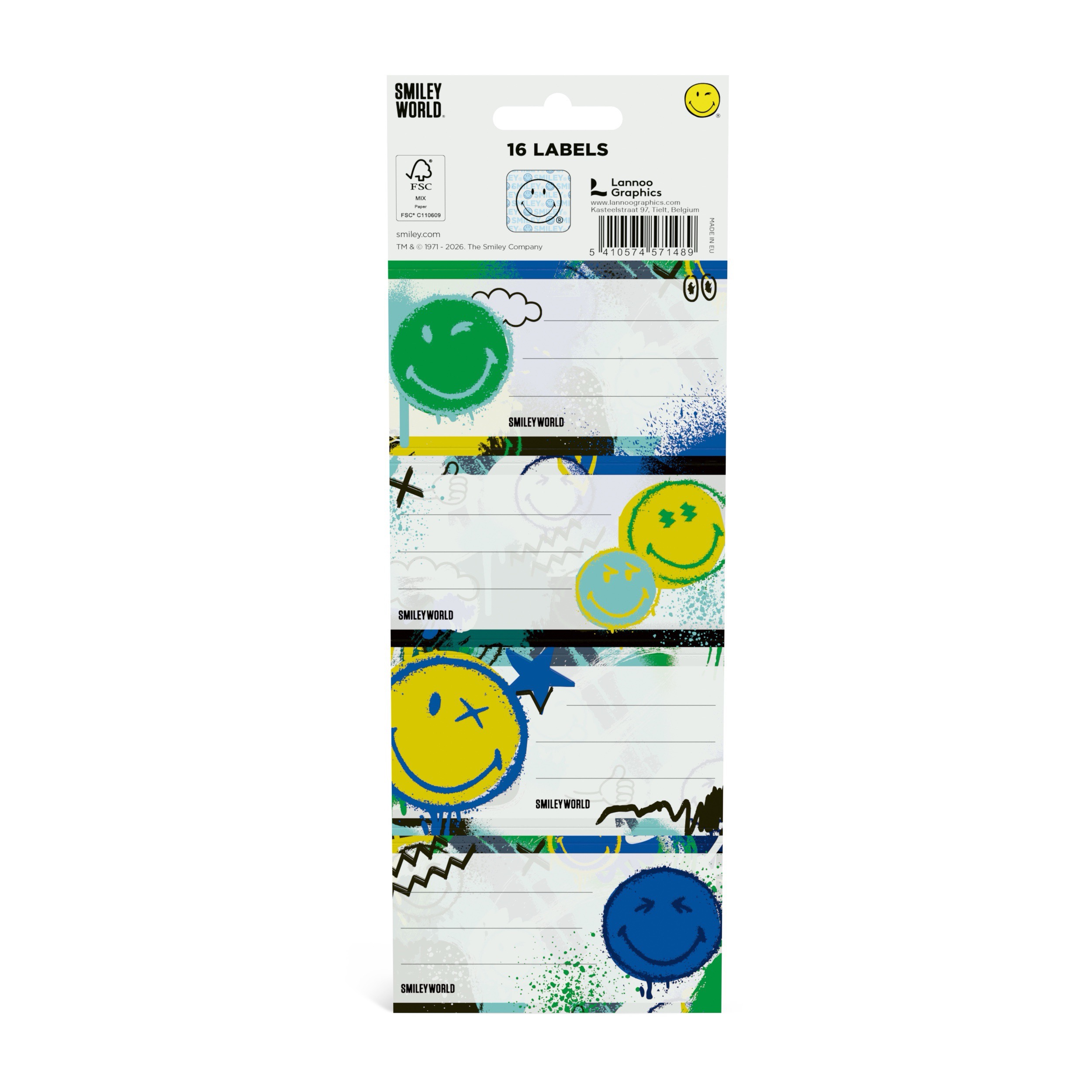 Smiley World Urban Reality Schooletiketten 16 stuks
