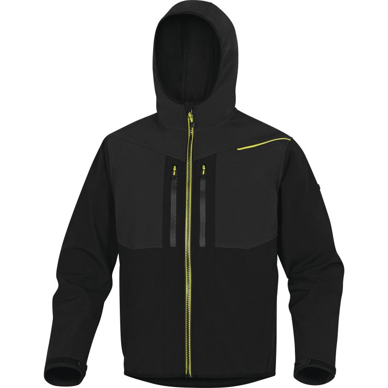 Delta Plus Cardigan Horten2 Fleece Zwart/Fluogeel - Extra Large