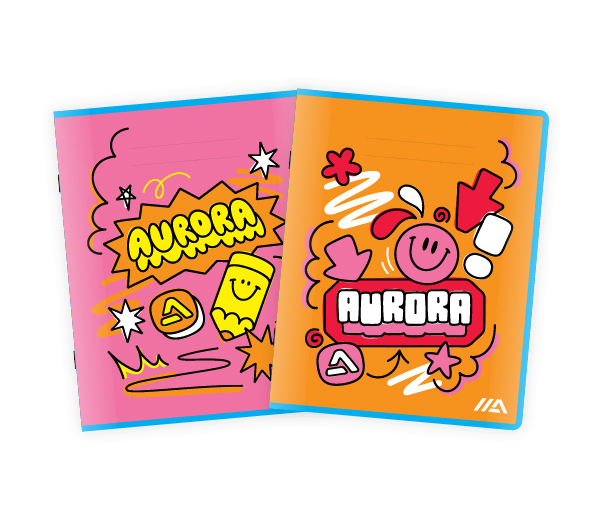 Aurora Werkschrift Gelijnd 8 mm Rode Kantlijn 200 pag. - 60 g assorti 165x210 mm - prijs per stuk