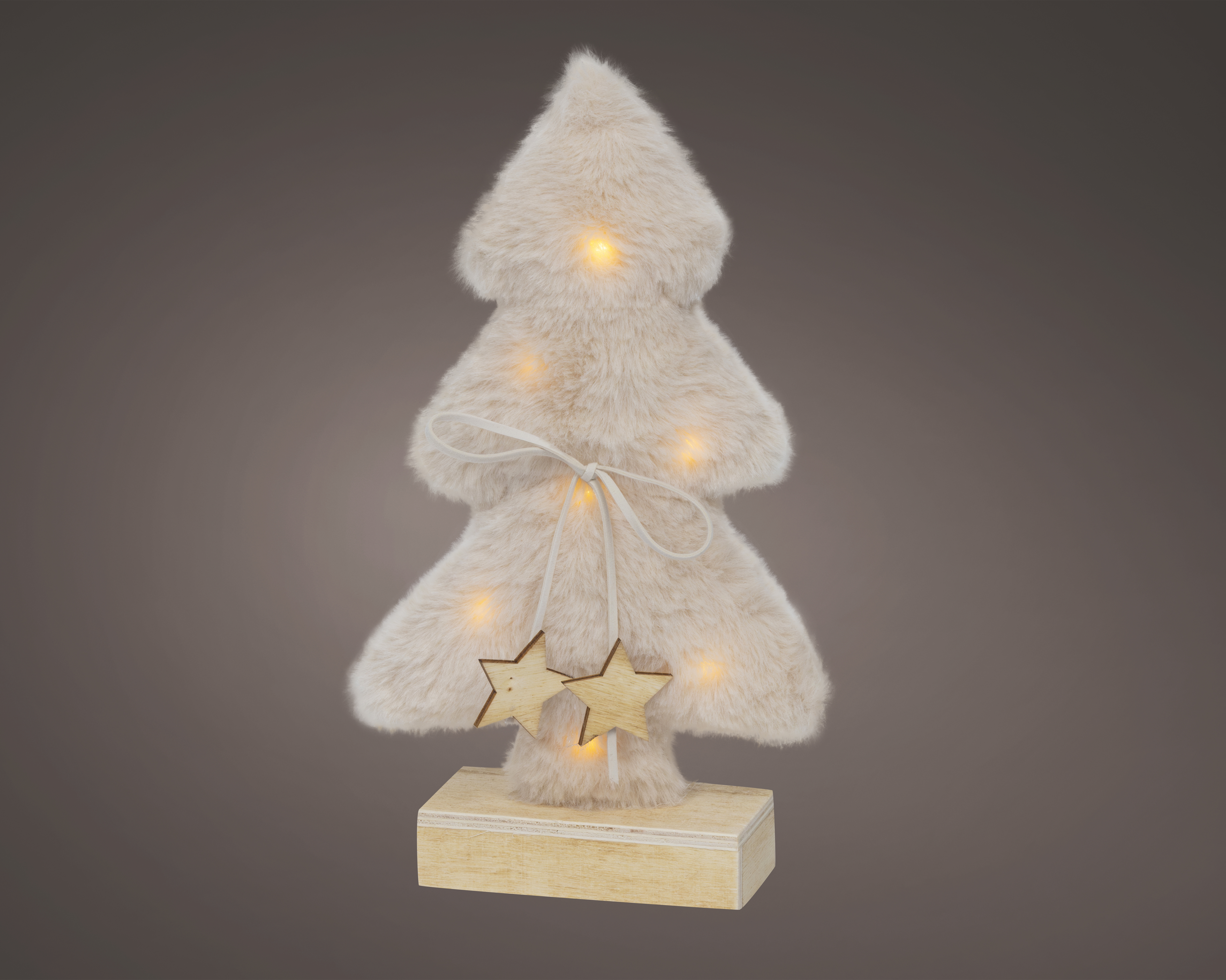 Decoboom Micro LED Lichtbruin 14x5x24.5 cm - Faux Fur - Warm Wit - op Batterijen (excl.)