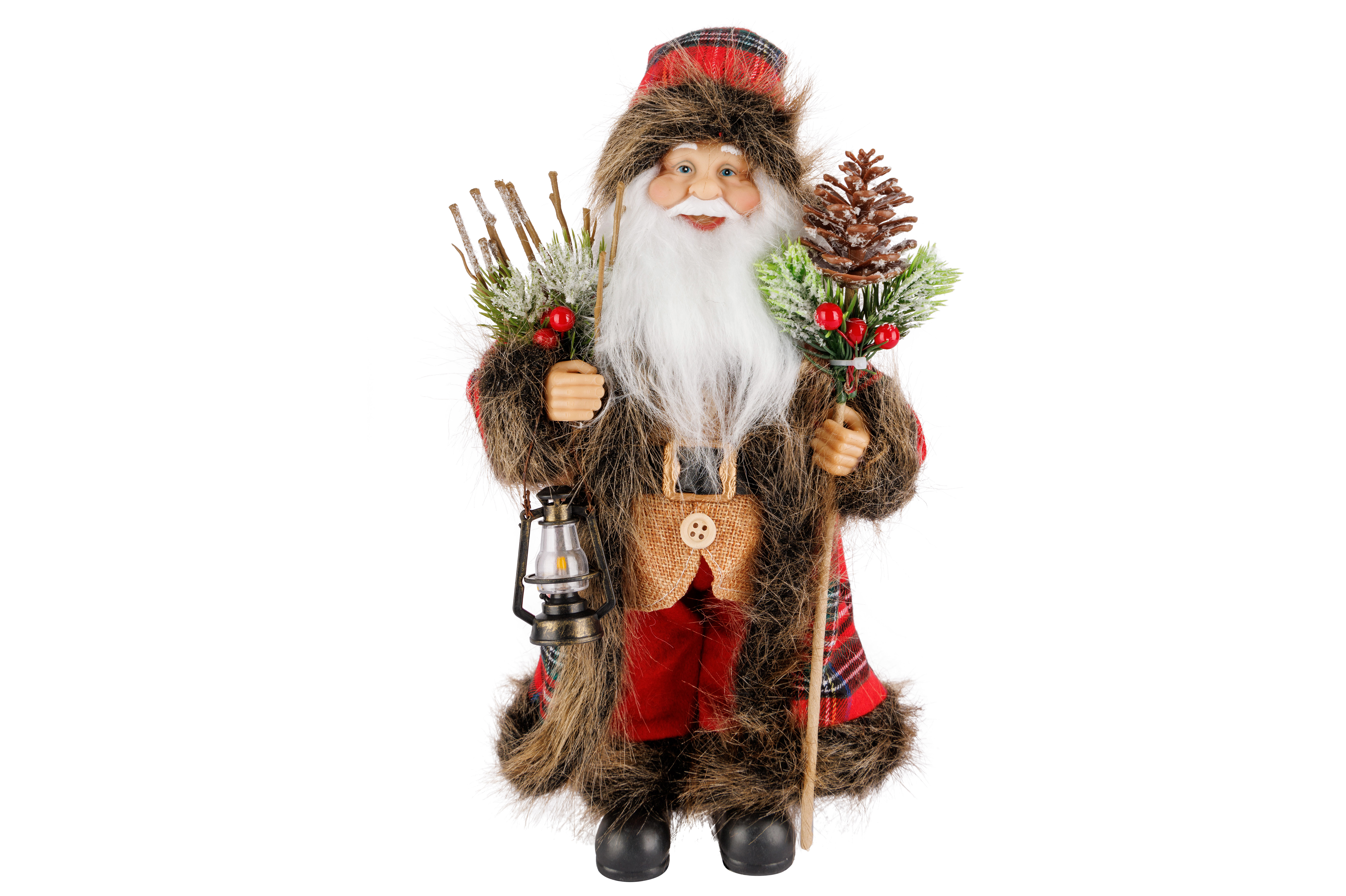Cosy@Home Kerstman 20x13x31 cm - Rood/Groen Geruit