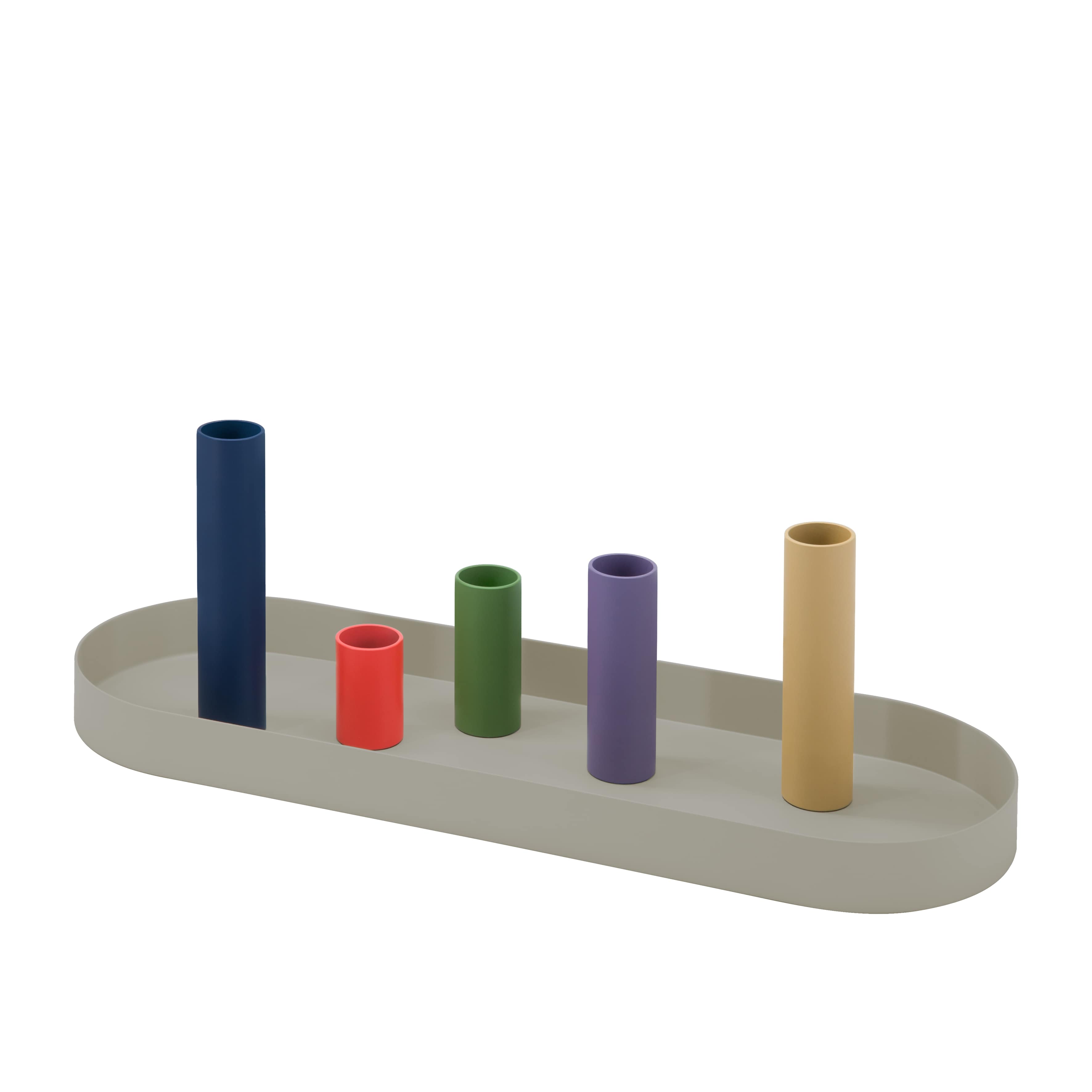 Remember Kaarsenhouder Luna 6-delig - Magnetisch - Tray Ovaal 36x12x2.5 cm met 5 Houders 2.3cm