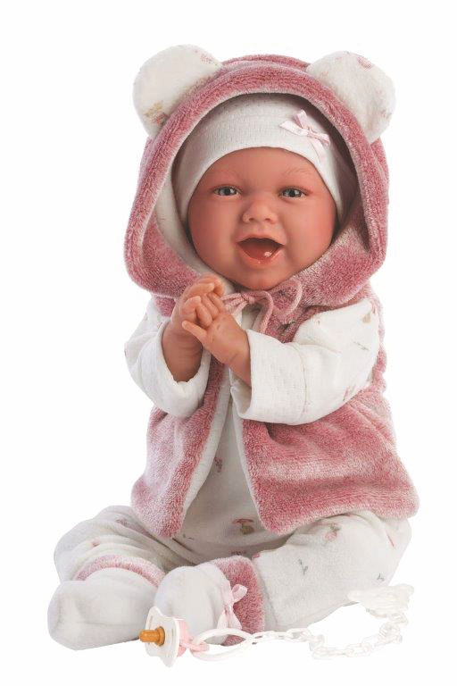 Llorens Mimi Sonrisas 42 cm Roze lacht en zeg mama en papa