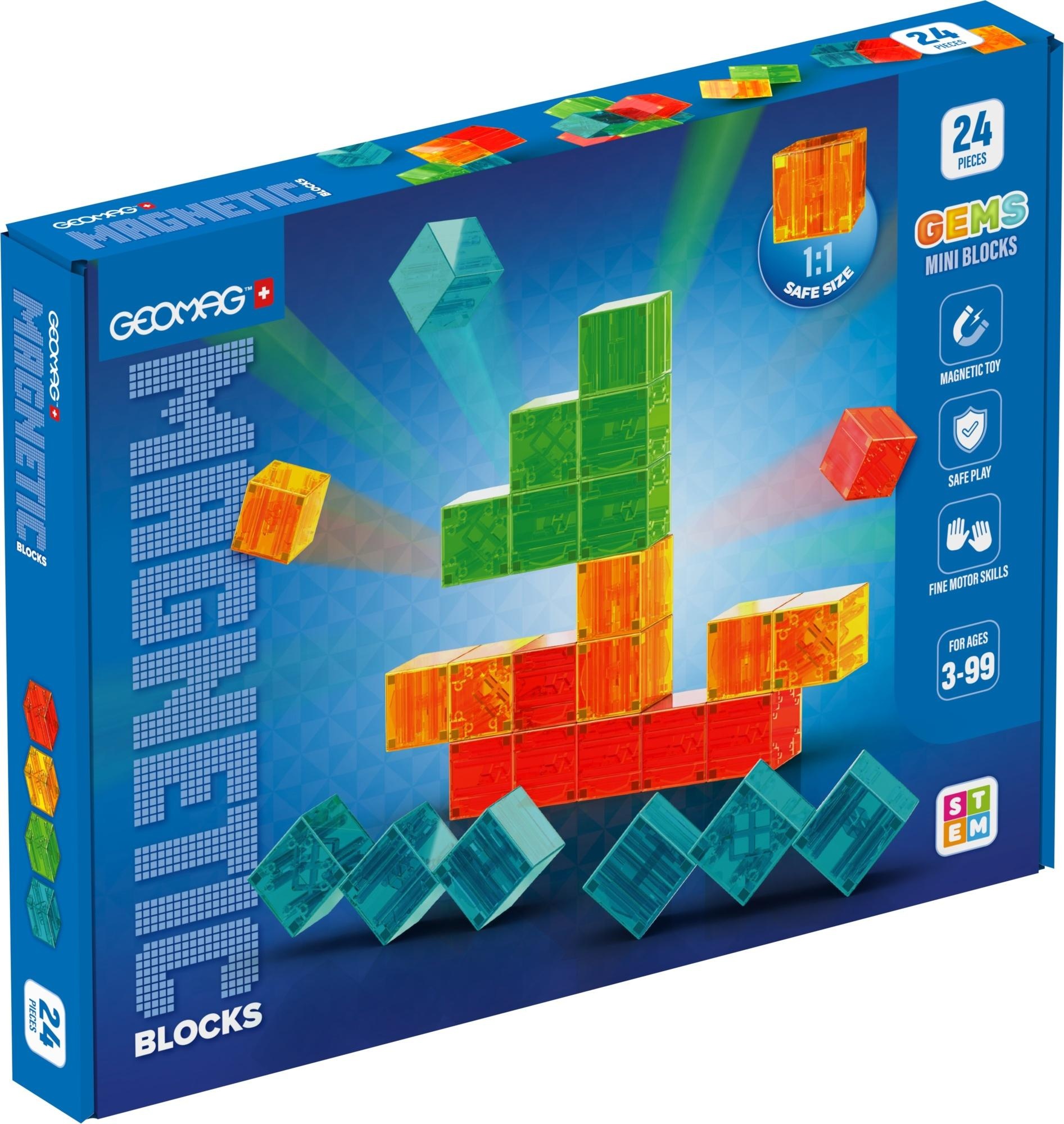 Geomag Magnetic Mini Gems 24 , blokjes 2.5x2.5 cm