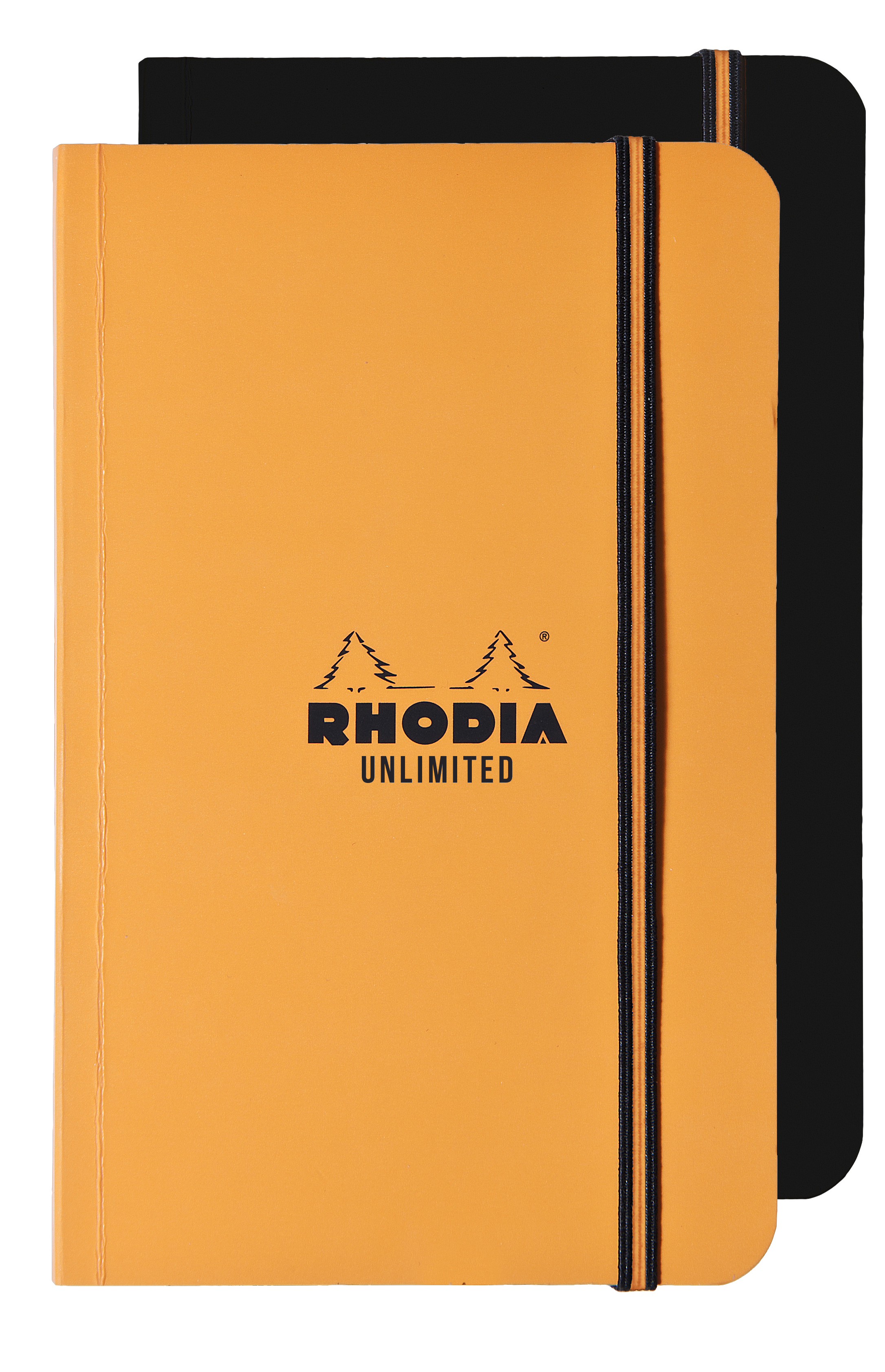 Rhodia Notablok Unlimited Zwart/Oranje 9x14 cm- 80 g - Gelijnd - 60 blz.