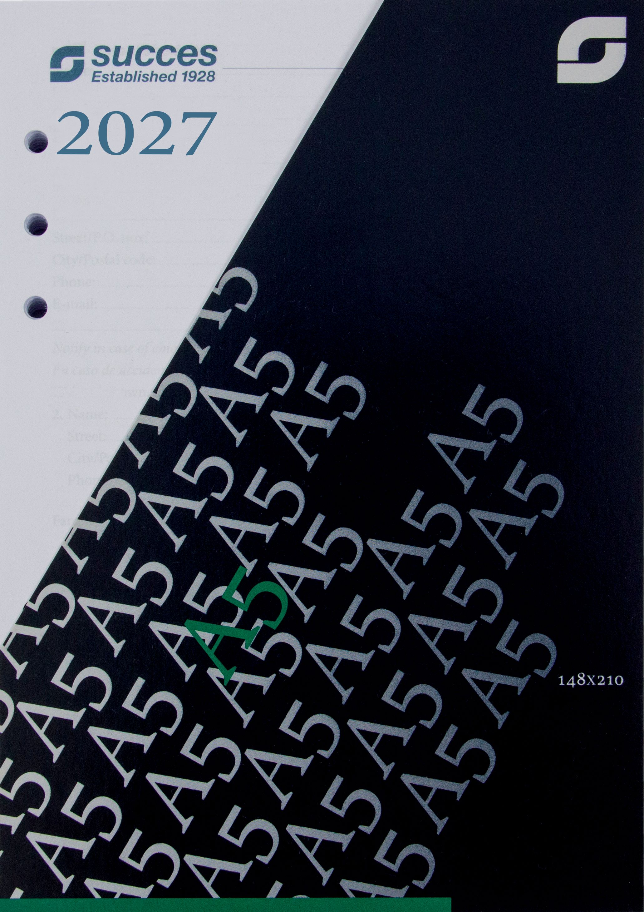 Succes Jaarinhoud 2027 A5 Executive 1dag/pag Internationaal Wit