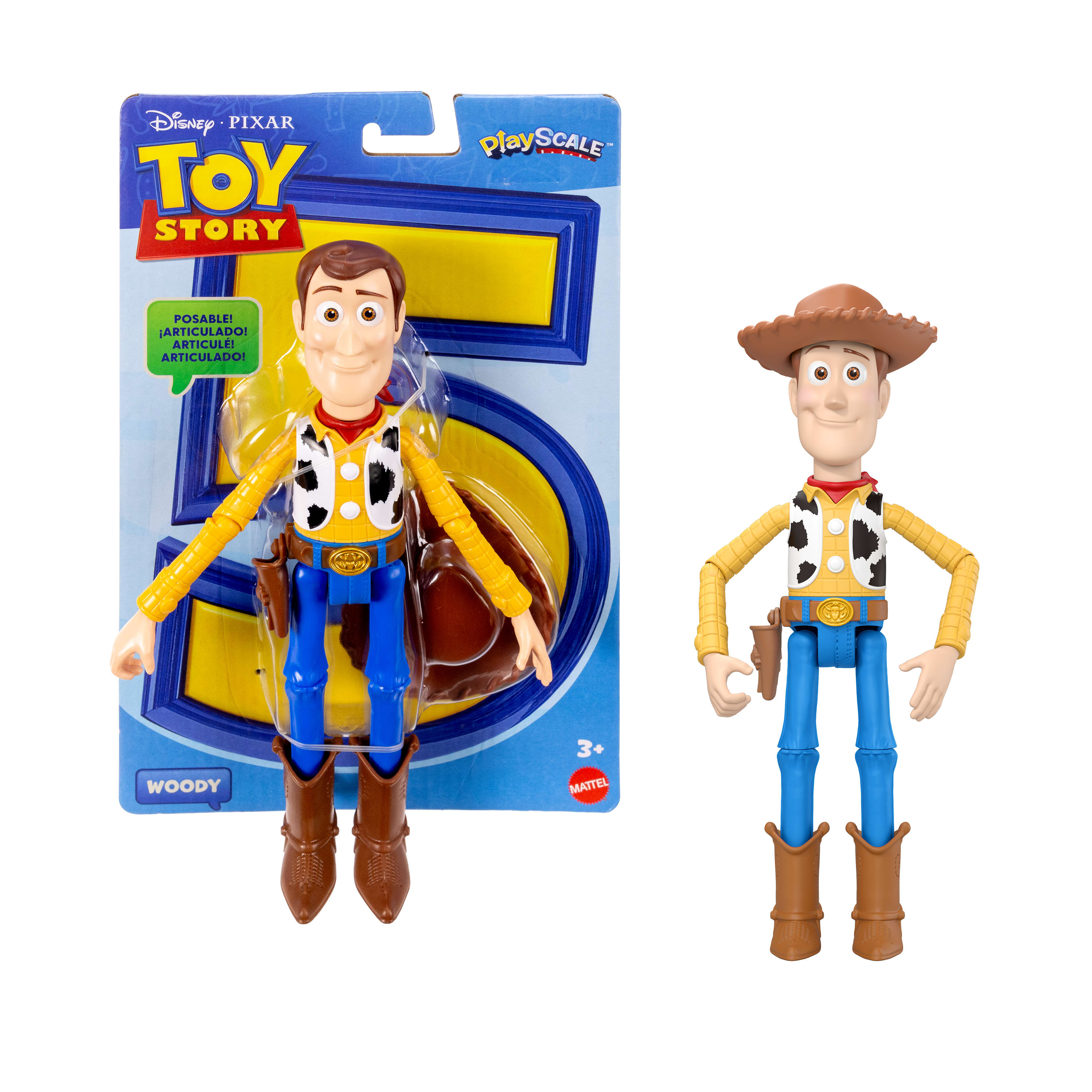 Toy Story 5 - Woody zonder badge, 18 cm,  14 beweegbare gewrichten