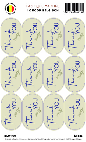 Objects Stickers Thank you Zand Embleem 40x23 mm - 12 stuks