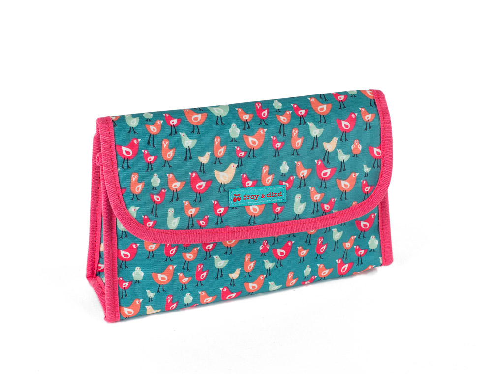 MAKE-UP TAS - 23x13x7cm FROY & DIND - BIRDS PINK