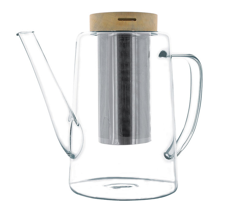 OGO Theepot 1.2l met Theefilter en Acacia Deksel - Glas
