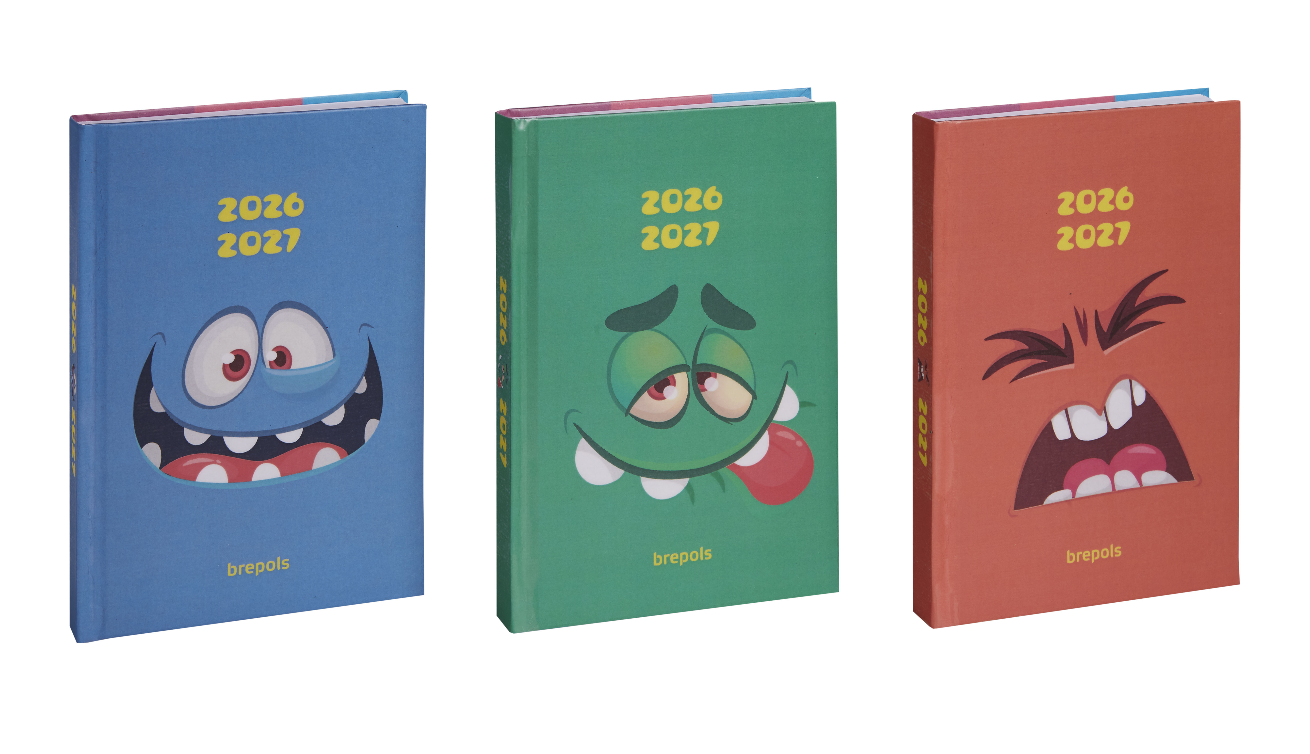Brepols Schoolagenda 2026-27 Monsters 1dag/pag assorti 11.5x16.9 cm - per stuk