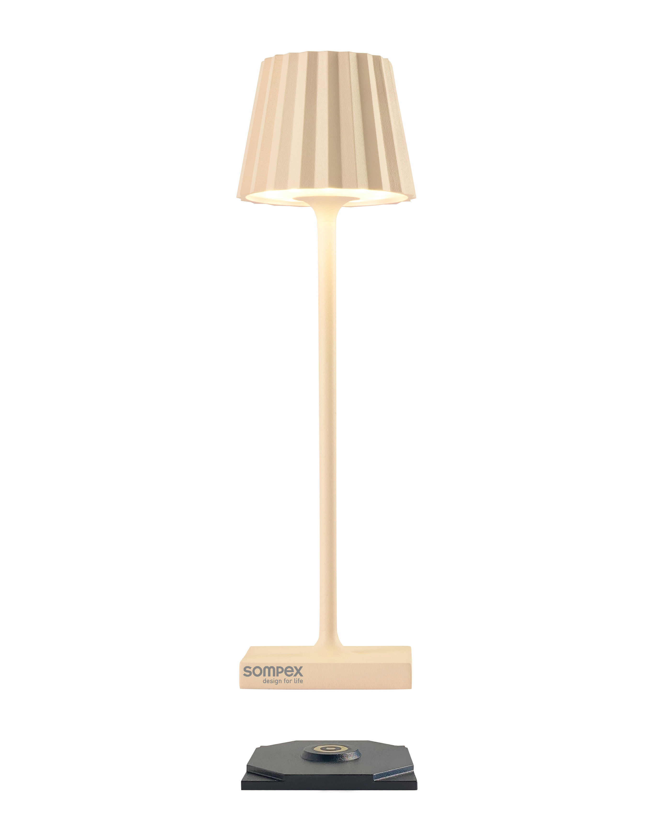 Sompex LED Tafellamp Troll Nano RC Sand - 11x38 cm - Aluminium - met Afstandsbediening - incl. Oplaadstation - voor Binnen en Buiten