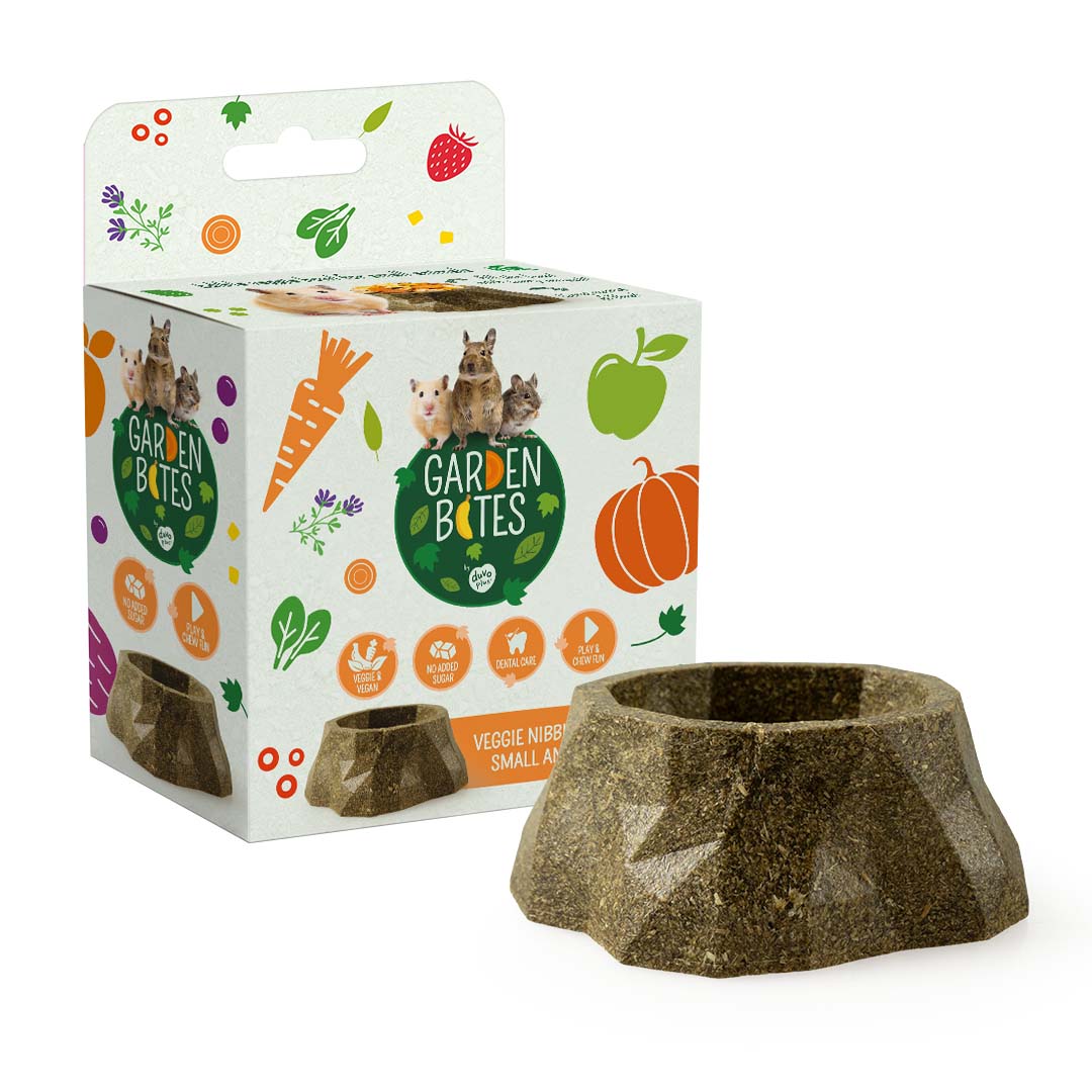 DuvoPlus Garden Bites Veggie Nibble Eetkom 8x8x3 cm 70 g Bruin