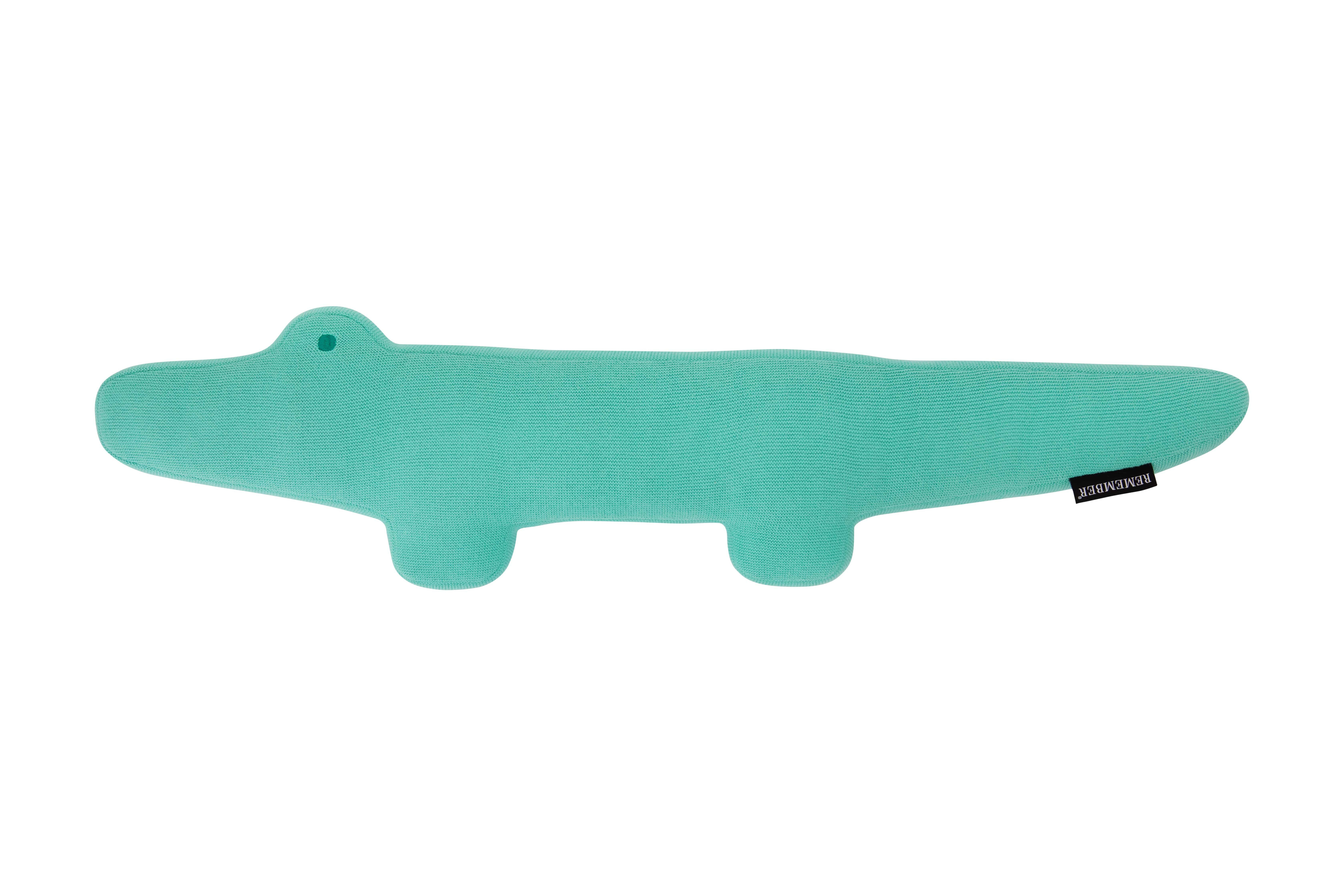 Remember Knuffelkussen Crocodile Karl - 80x20x5 cm - Turquoise