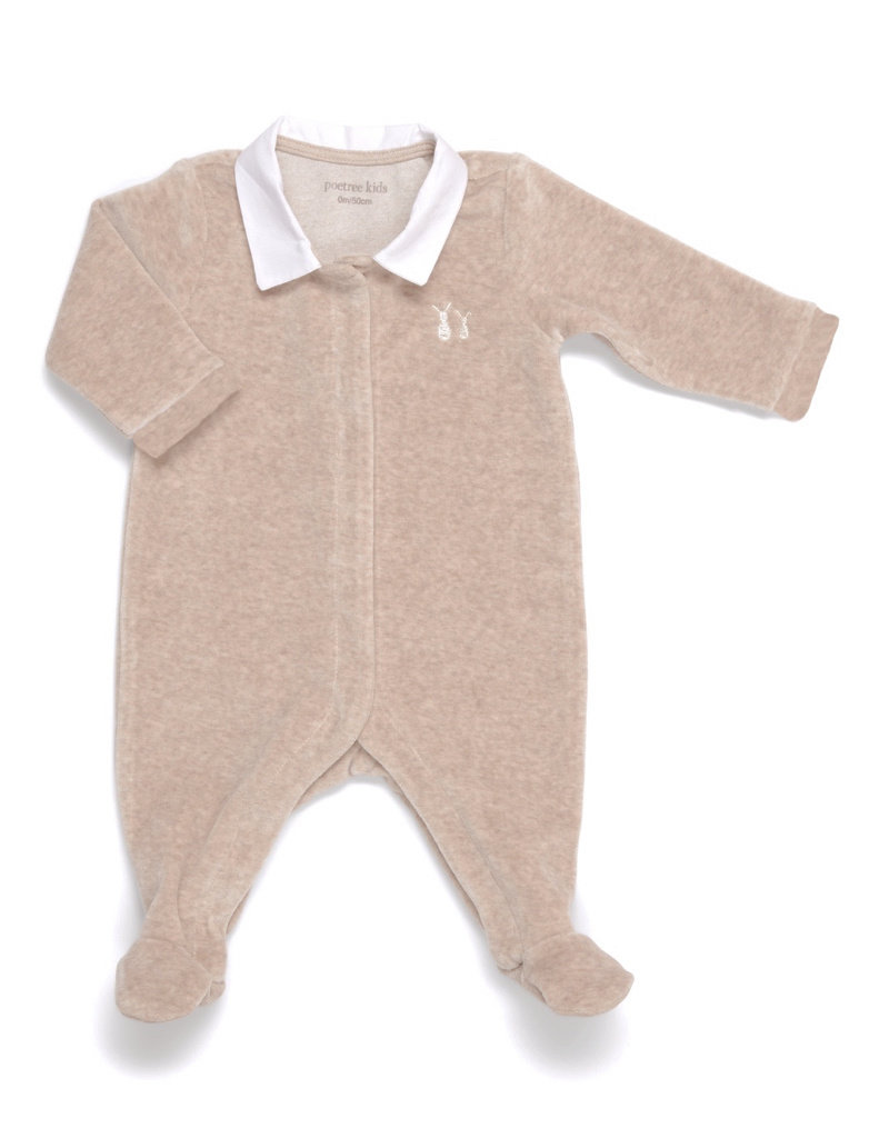 Poetree Unisex Pyjama Velours Camel Poplin Kraagje Poetree Unisex Pyjama Velours Camel Poplin Kraagje