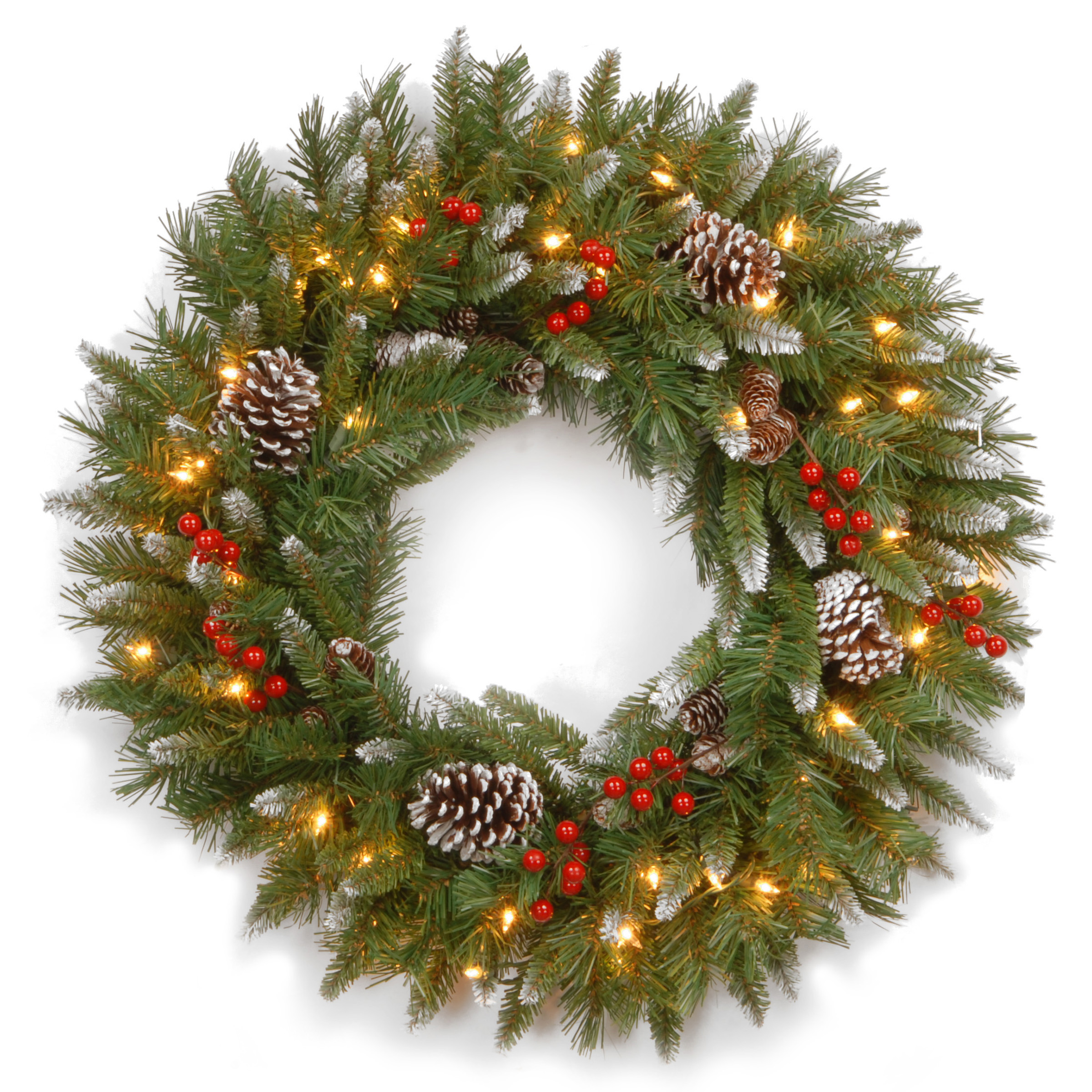 Kerstkrans Frosted Berry LED 60cm - 180 Tips - 50 leds - PVC