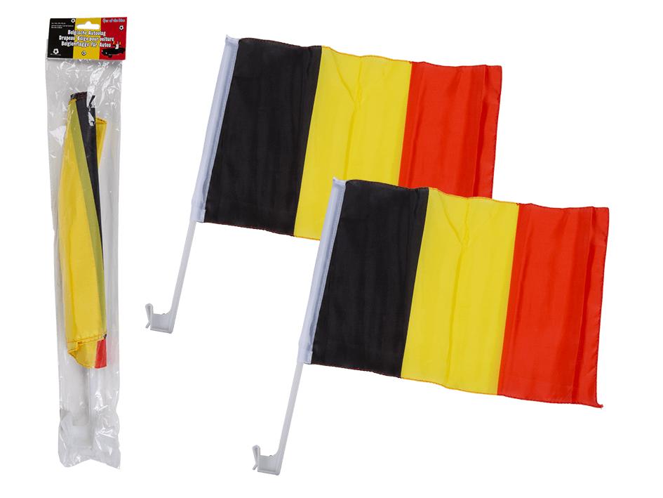 Vlag voor Auto Belgium set 2 stuks 45x30 cm