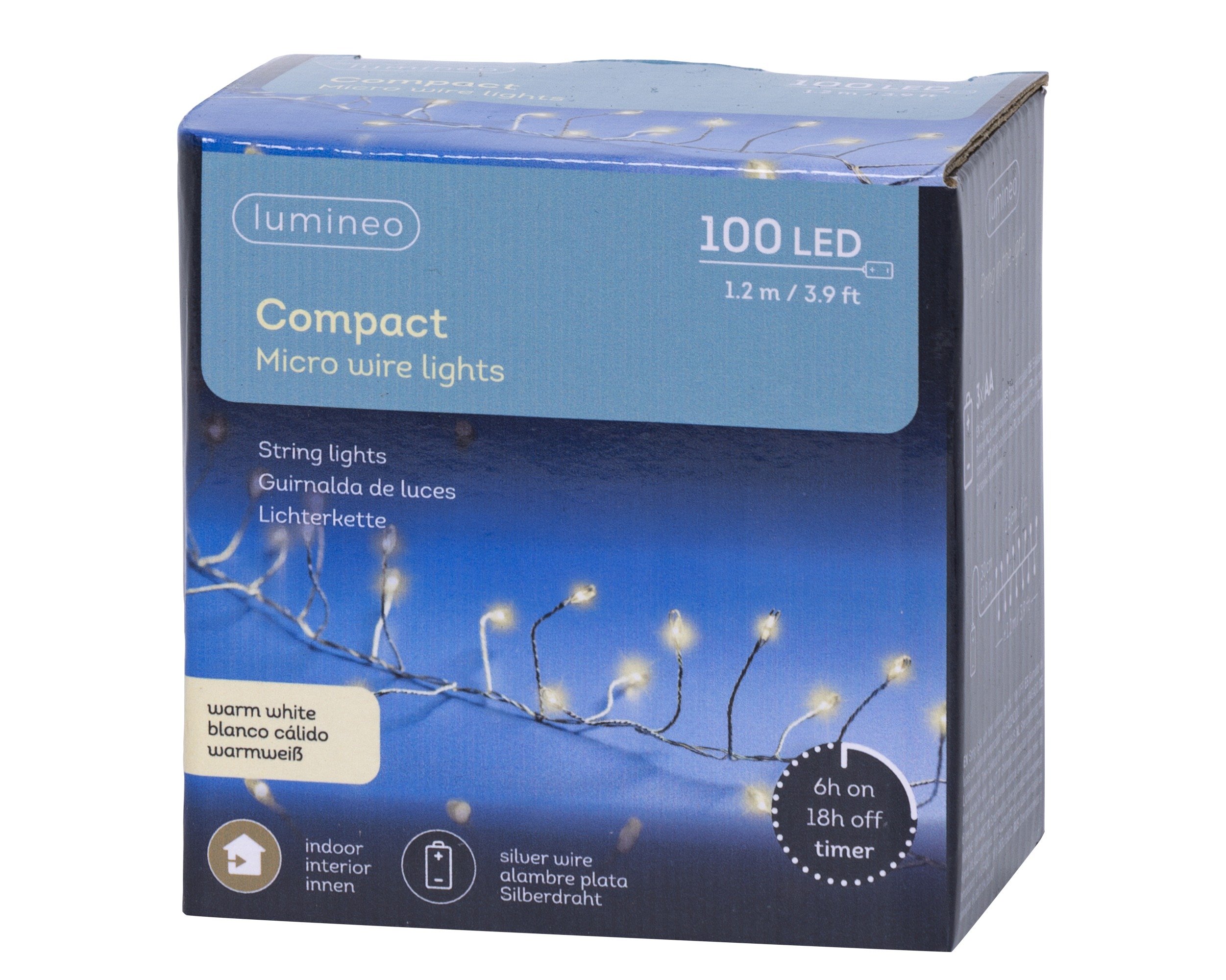 Strengverlichting Micro LED Compact 120cm - 100 leds - Silver/Warm White - Indoor - Kerstverlichting