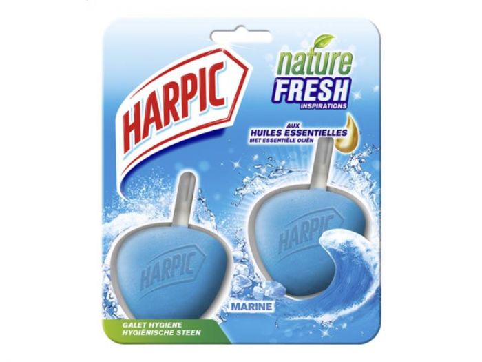 Harpic Toiletreiniger Hygienische steen WC-Galet Marine - 2x40 g