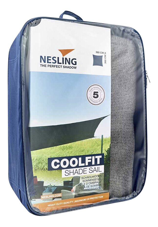 Nesling Coolfit Schaduwdoek Vierkant 3.6x3.6M - Antraciet