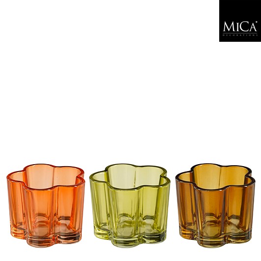 Mica Theelichthouder Mondy 7x6 cm - Glas - assorti - prijs per stuk