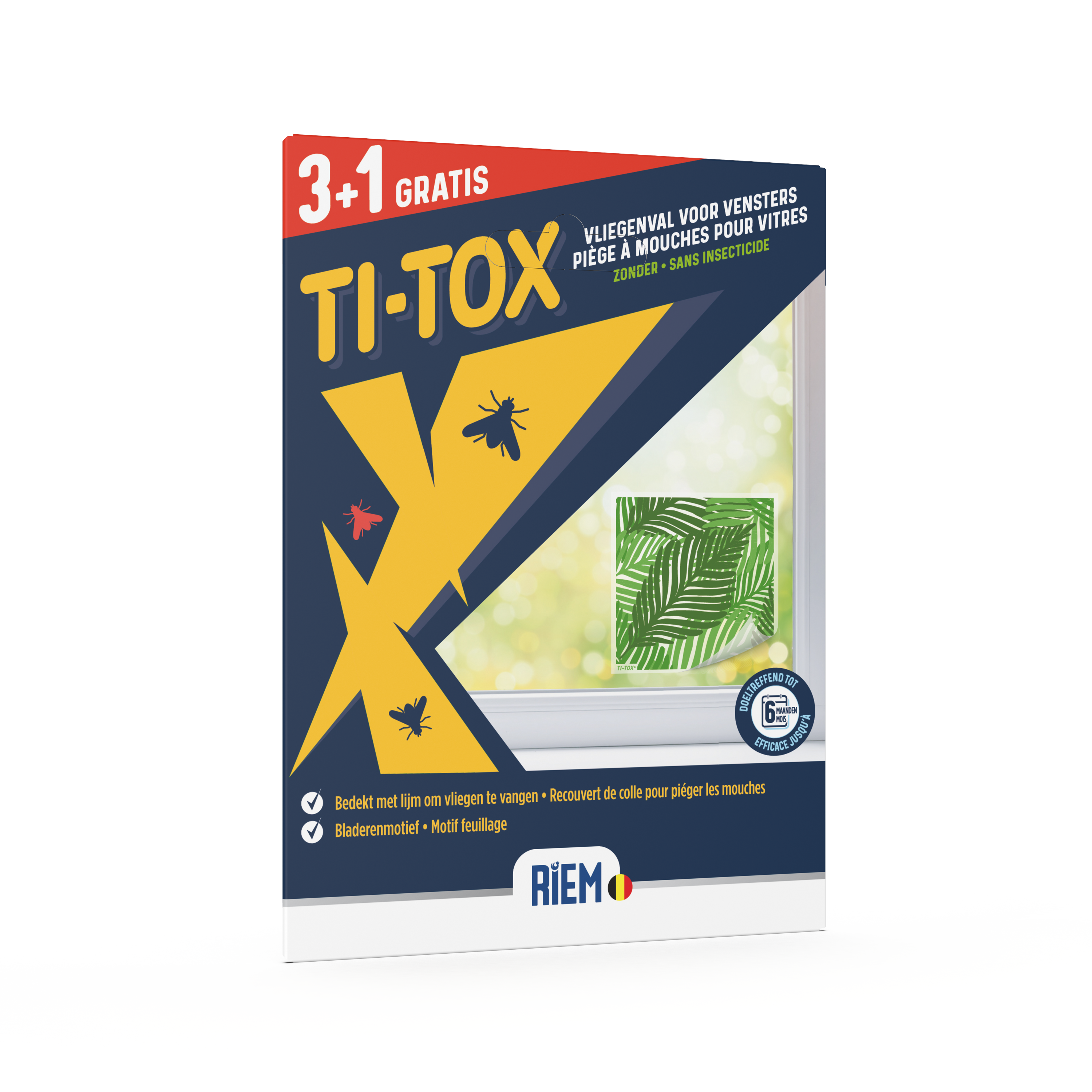 Riem Anti-Vliegensticker Ti-Tox 4 Stickers Bladmotief