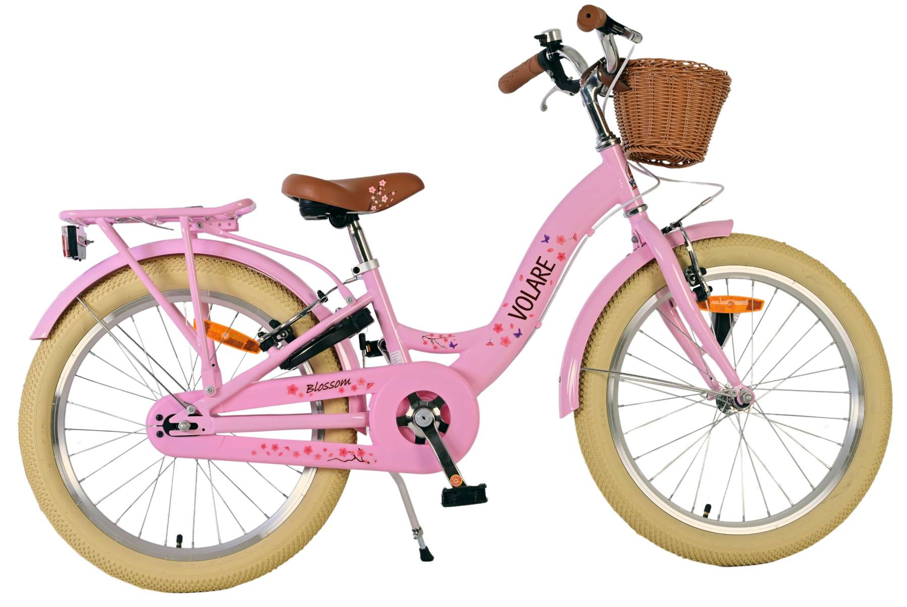 Volare Blossom Kinderfiets Roze 2 Handremmen met Mandje 20 inch