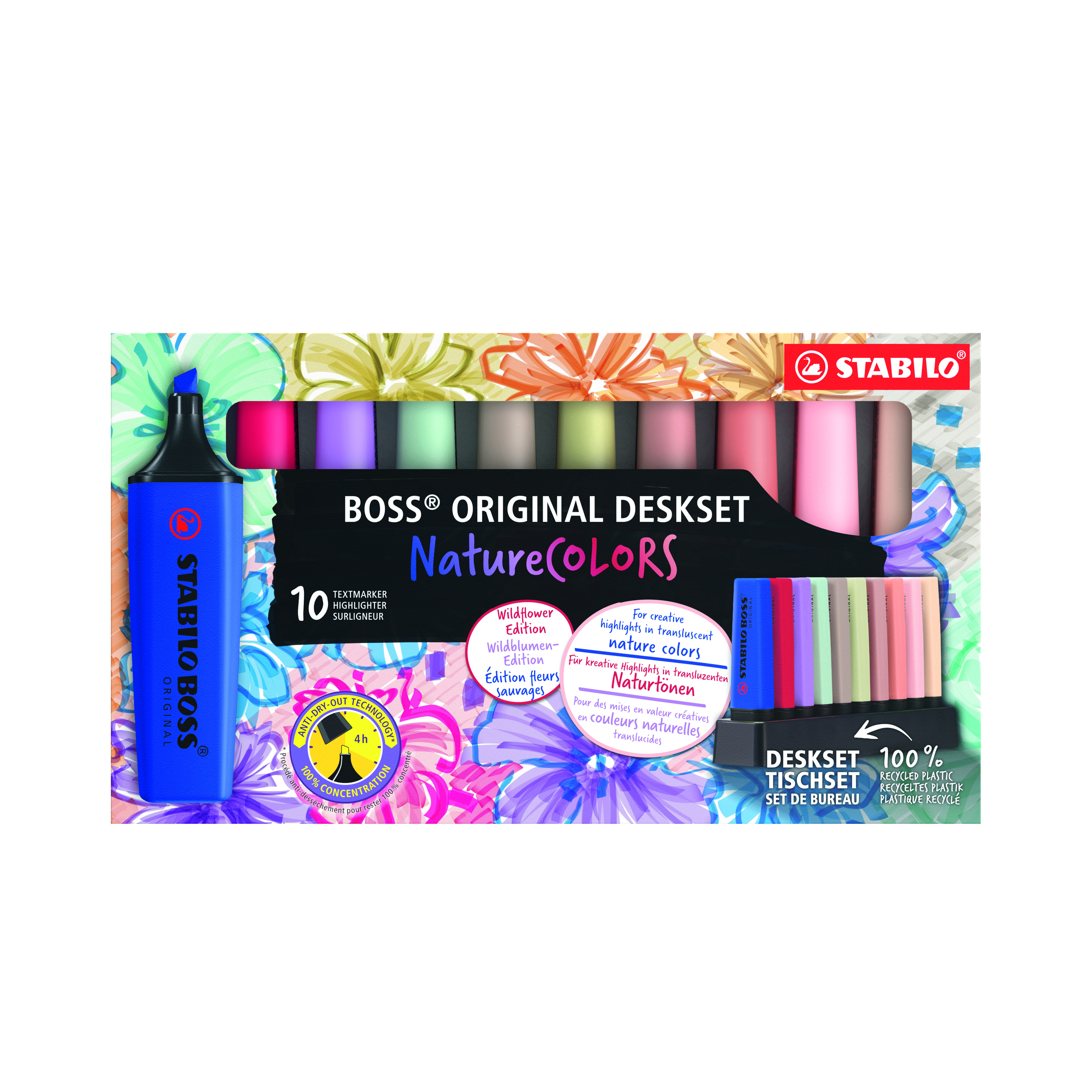 STABILO BOSS Markeerstift NatureCOLOR+Wildflowers assorti 10 stuks Deskset